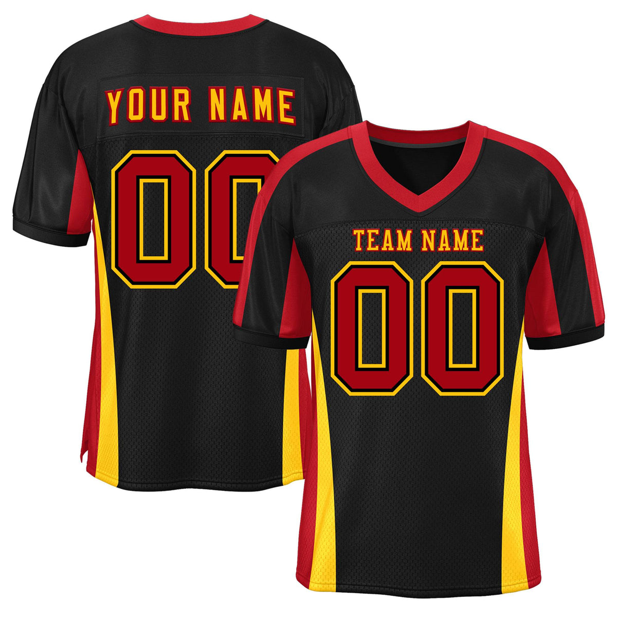 Custom Black Color Block Mesh Authentic Football Jersey