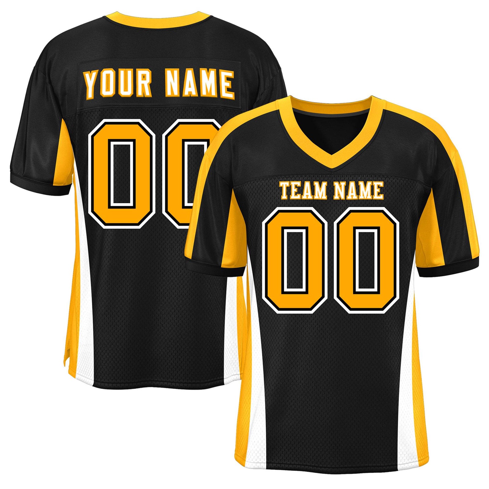 Custom Black Color Block Mesh Authentic Football Jersey