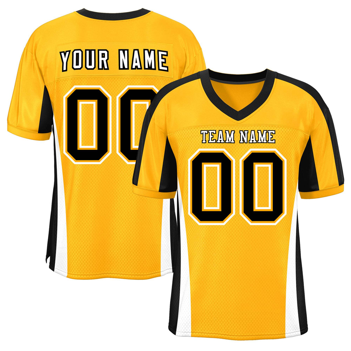 Custom Yellow Color Block Mesh Authentic Football Jersey
