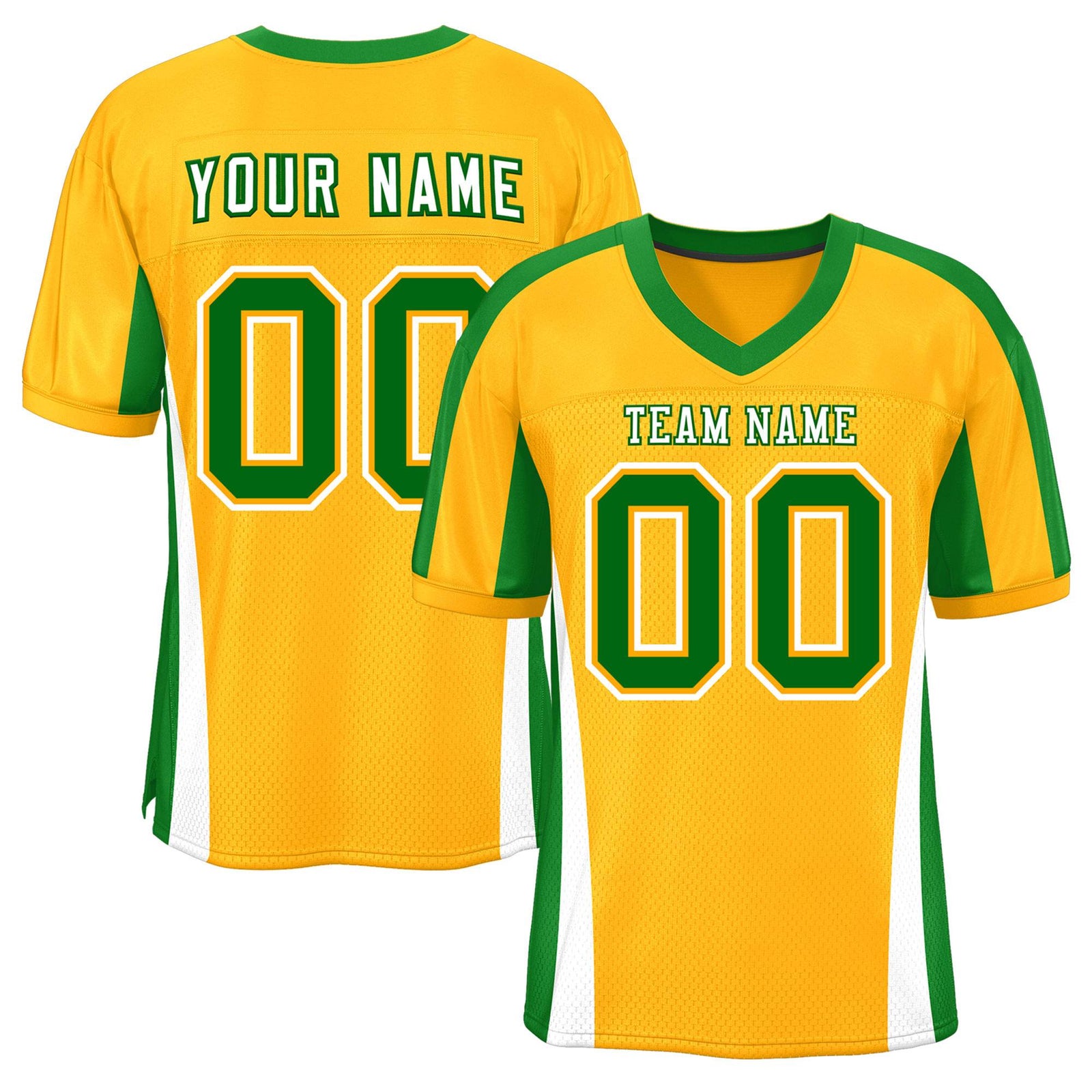 Custom Yellow Color Block Mesh Authentic Football Jersey