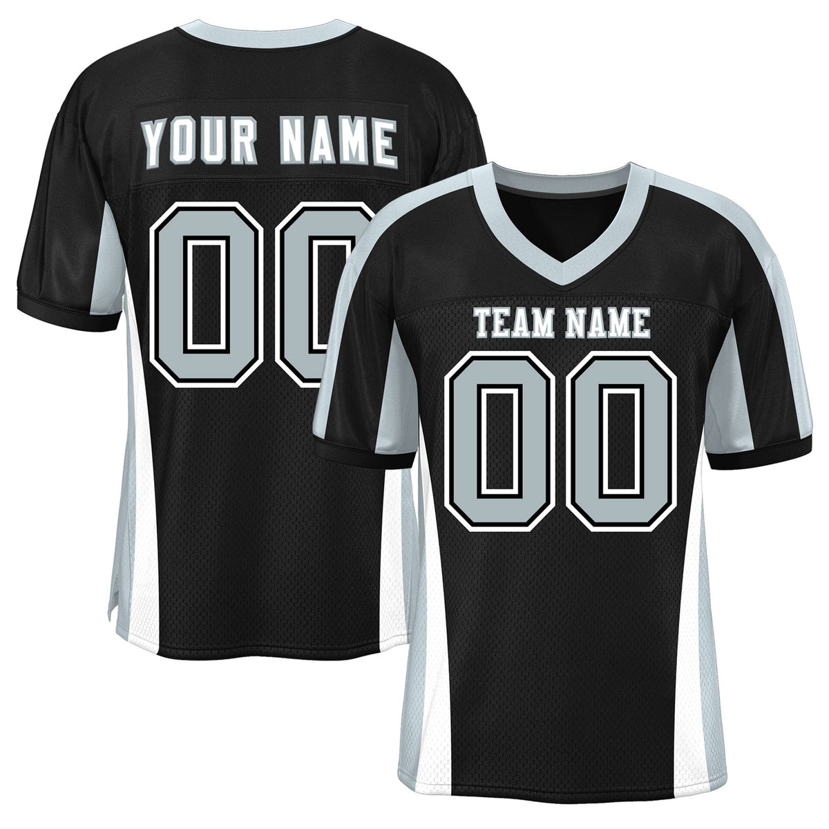 Custom Black Color Block Mesh Authentic Football Jersey