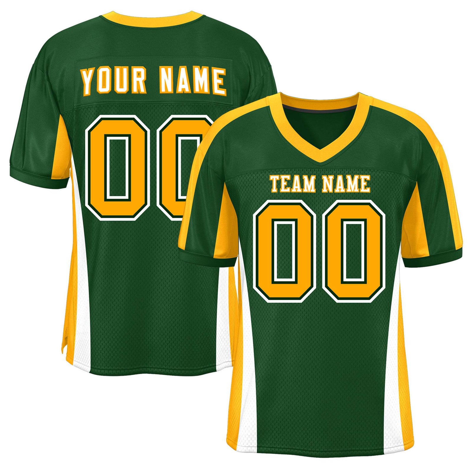 Custom Green Color Block Mesh Authentic Football Jersey