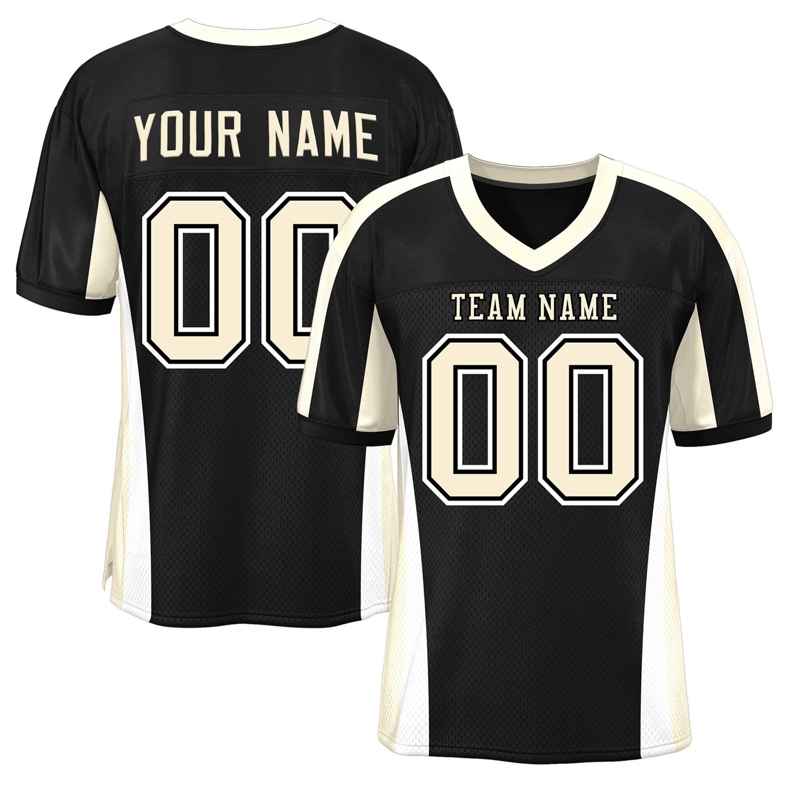 Custom Black Color Block Mesh Authentic Football Jersey