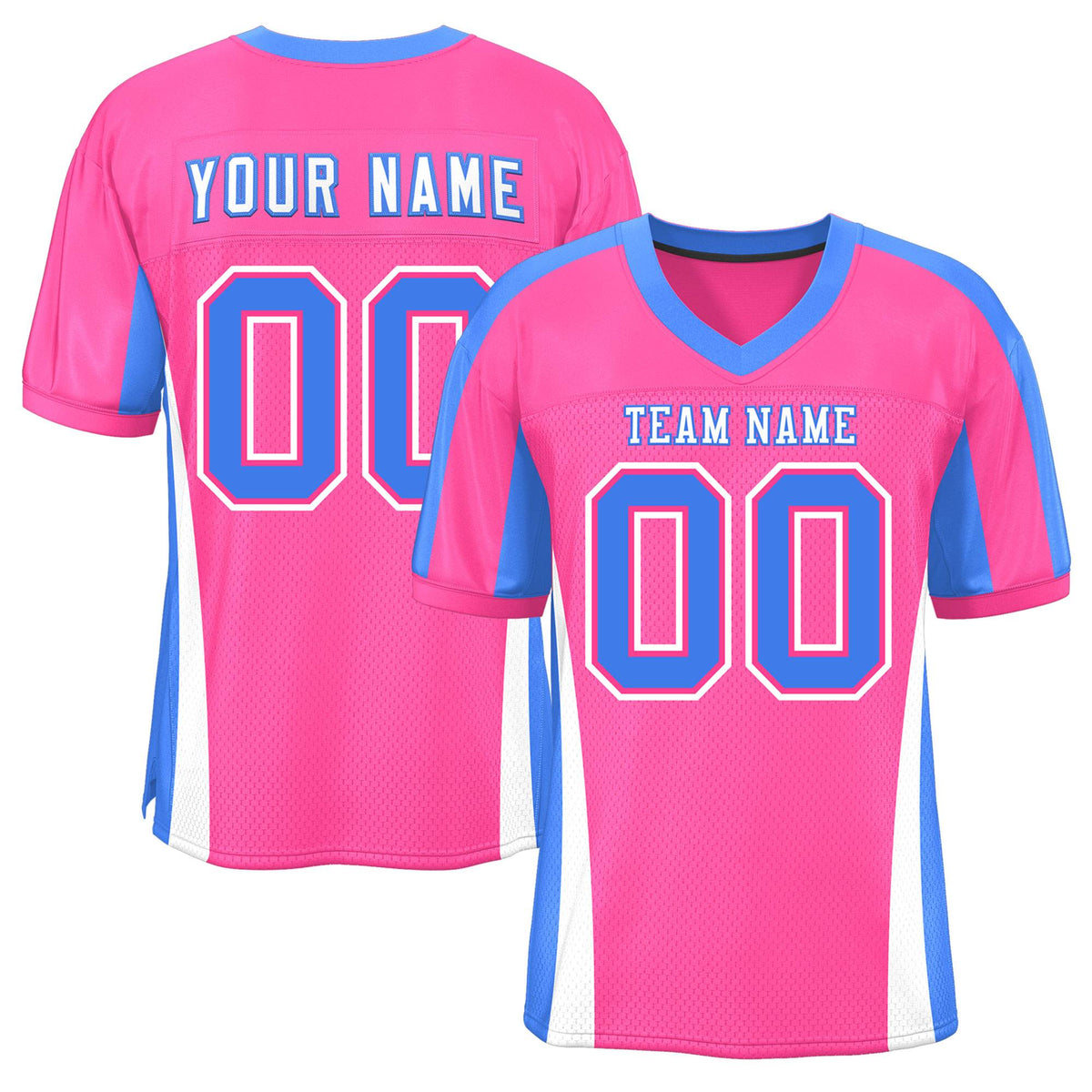 Custom Pink Color Block Mesh Authentic Football Jersey