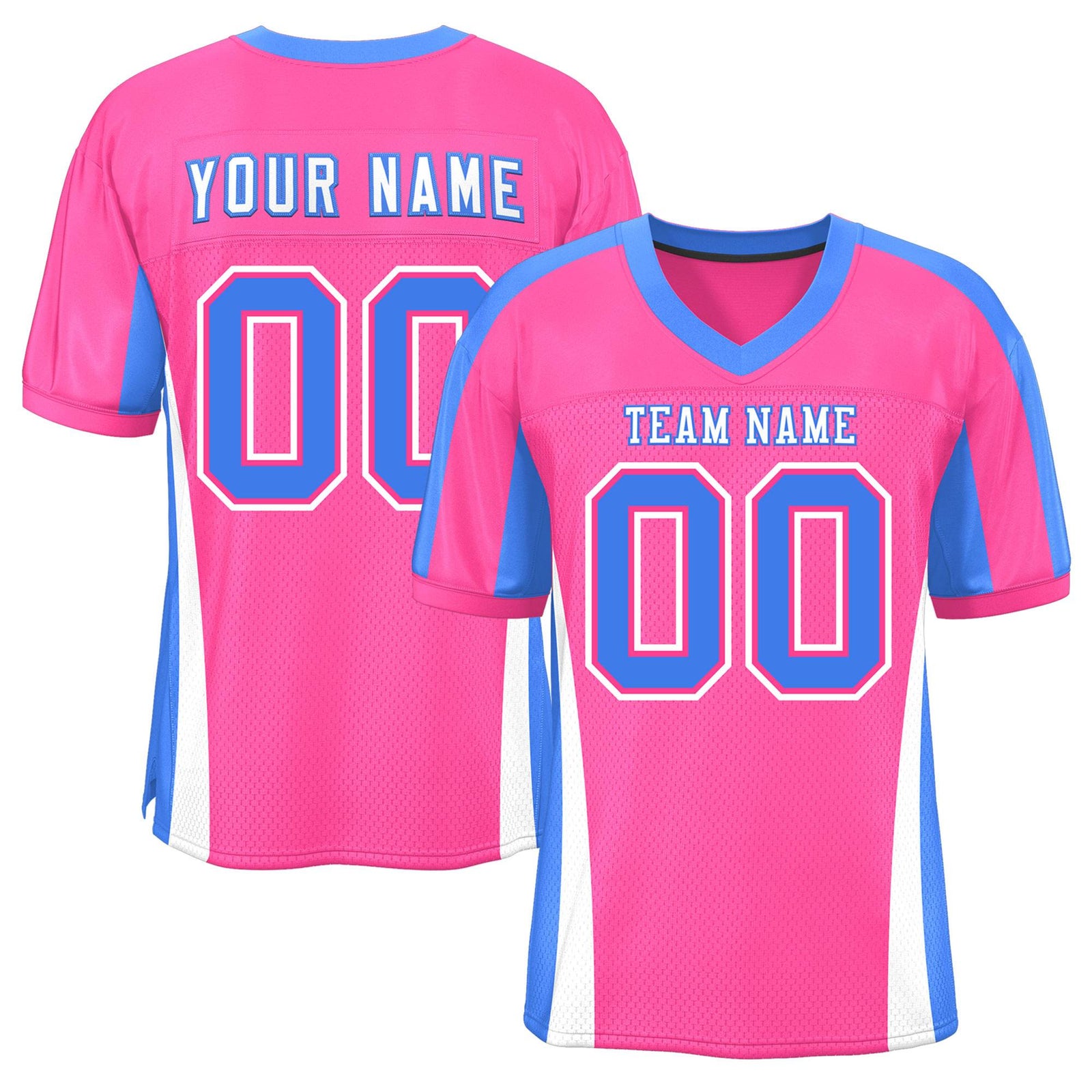Custom Pink Color Block Mesh Authentic Football Jersey