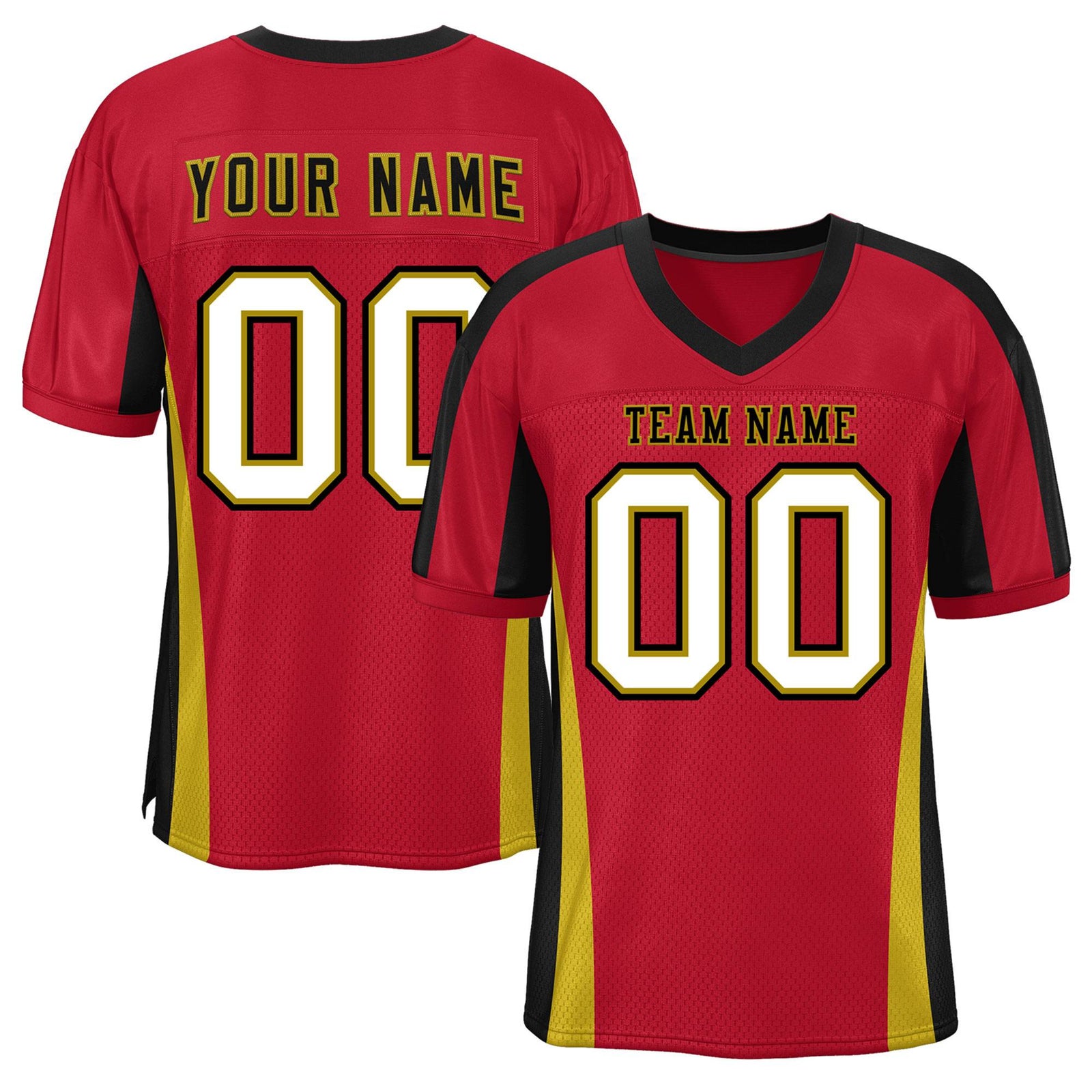 Custom Red Color Block Mesh Authentic Football Jersey