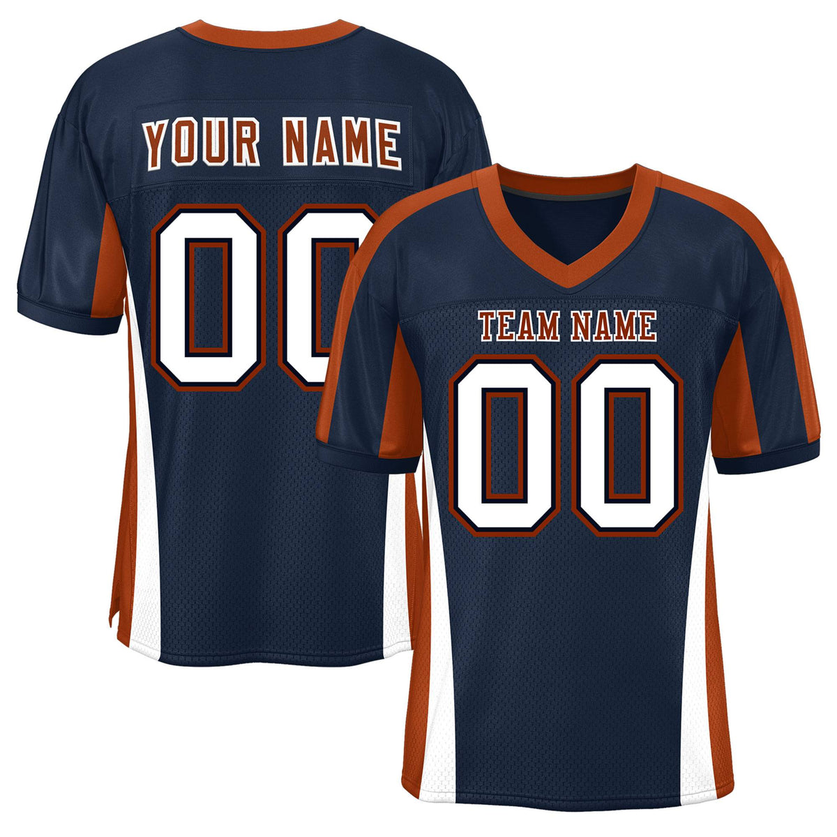 Custom Navy Color Block Mesh Authentic Football Jersey