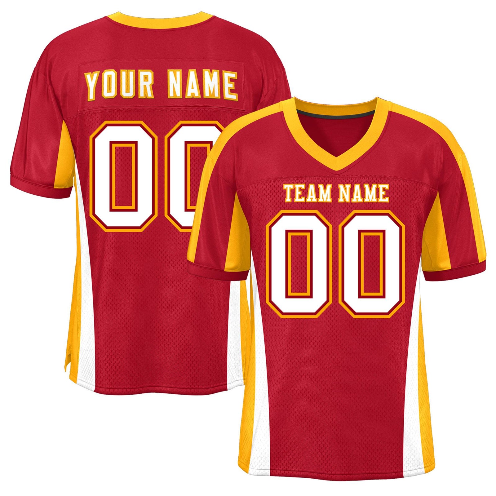 Custom Red Color Block Mesh Authentic Football Jersey