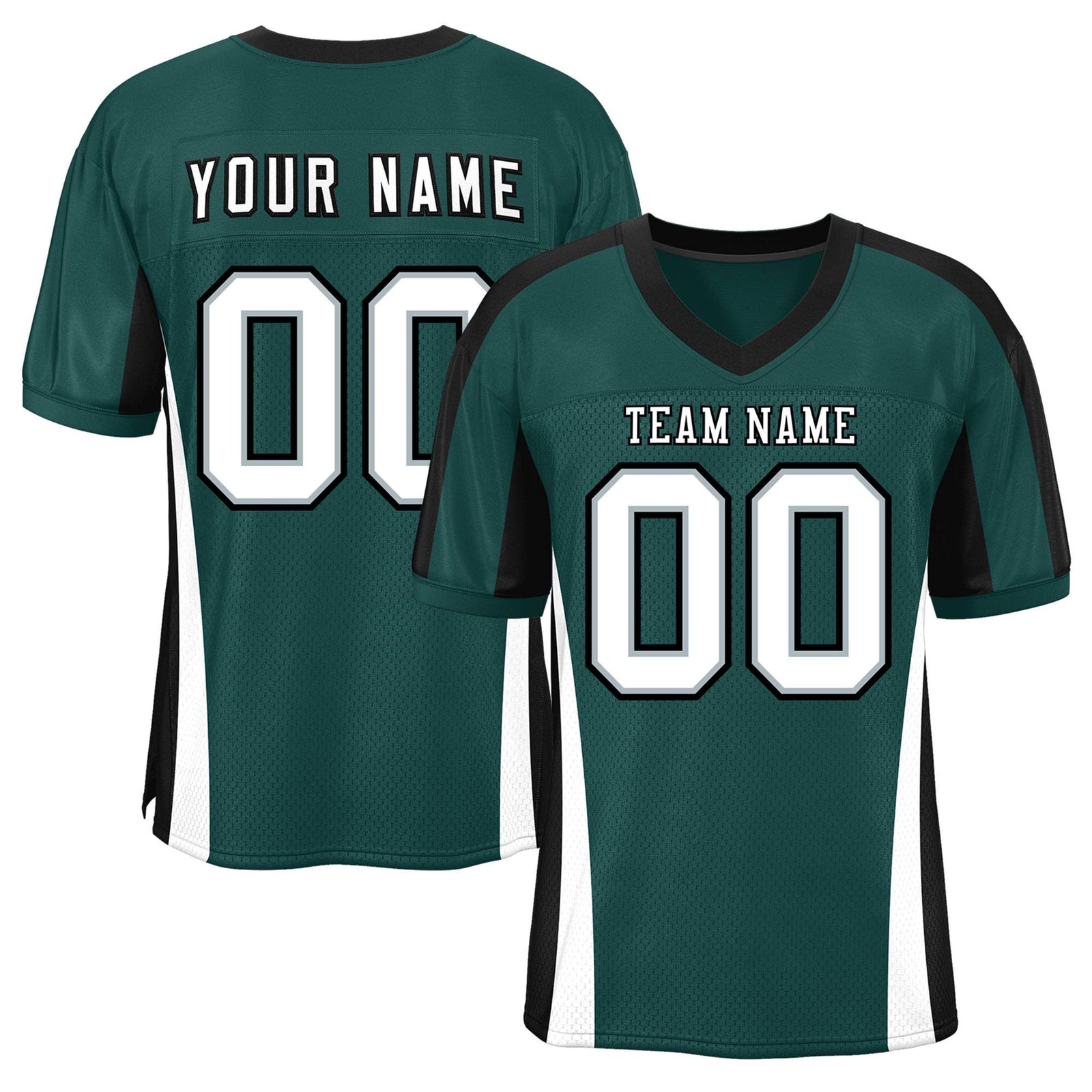 Custom Midnight Green Color Block Mesh Authentic Football Jersey