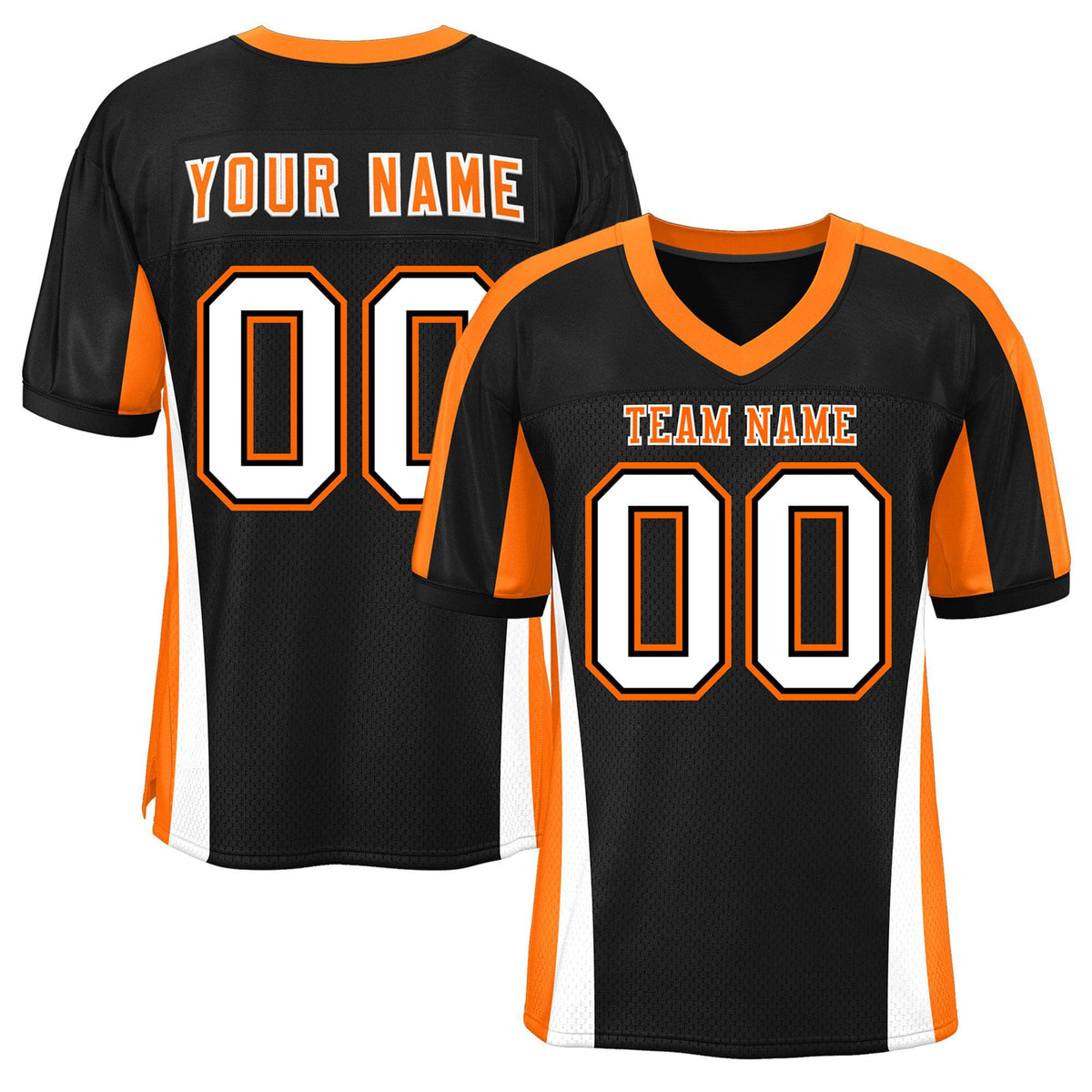 Custom Black Color Block Mesh Authentic Football Jersey