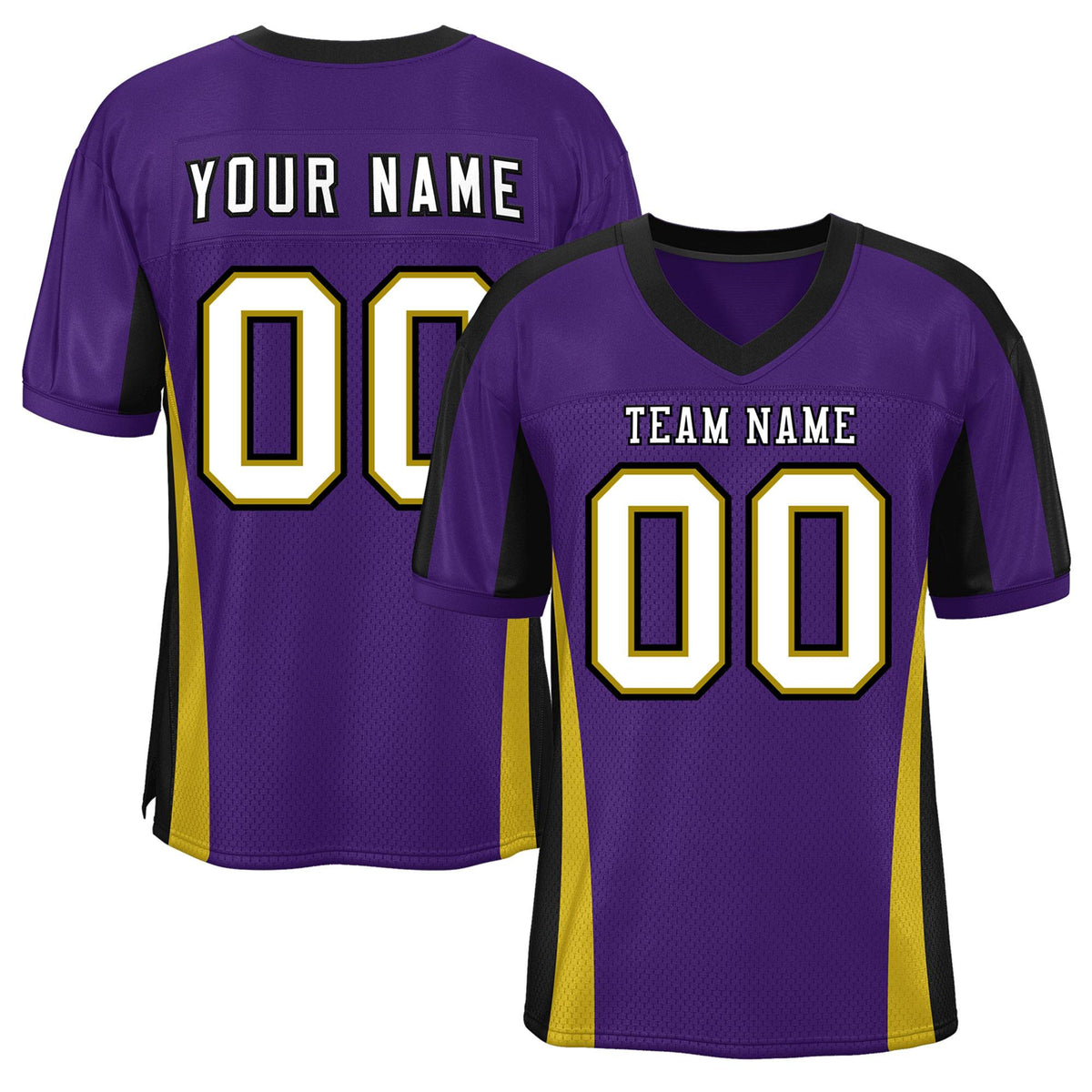 Custom Purple Color Block Mesh Authentic Football Jersey