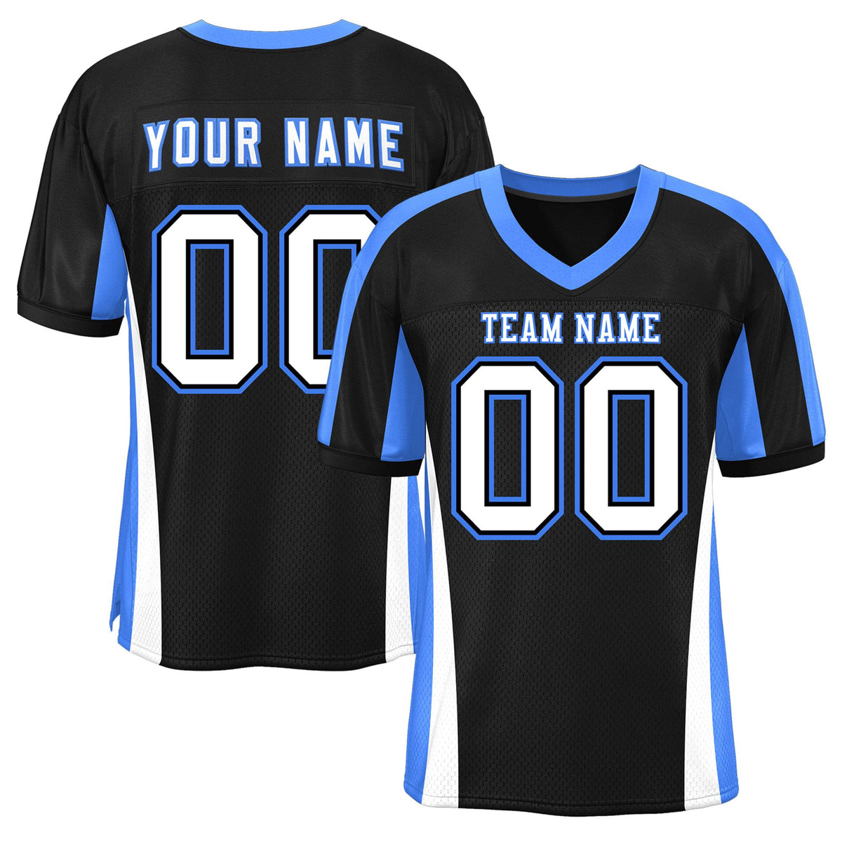 Custom Black Color Block Mesh Authentic Football Jersey