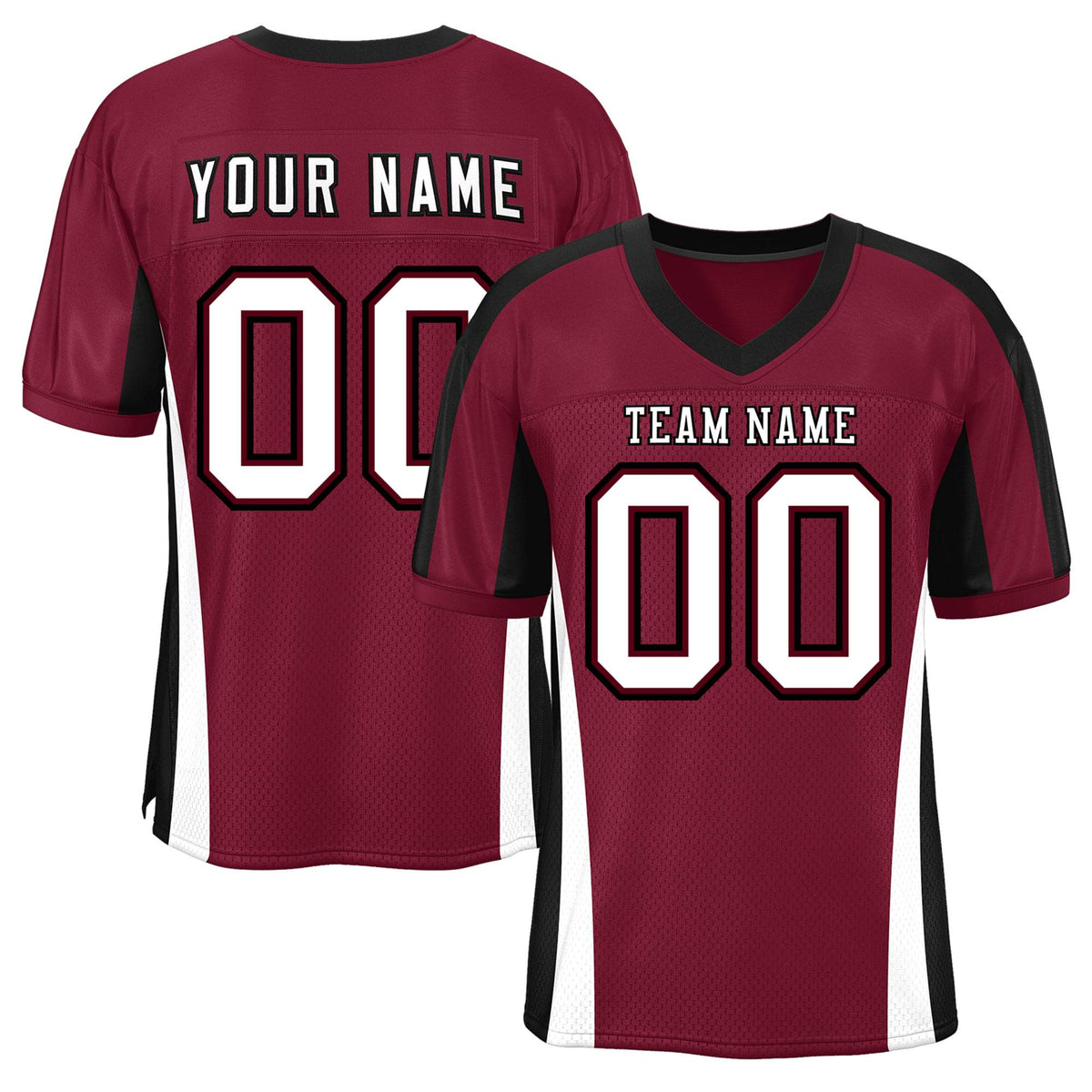 Custom Cardinal Color Block Mesh Authentic Football Jersey
