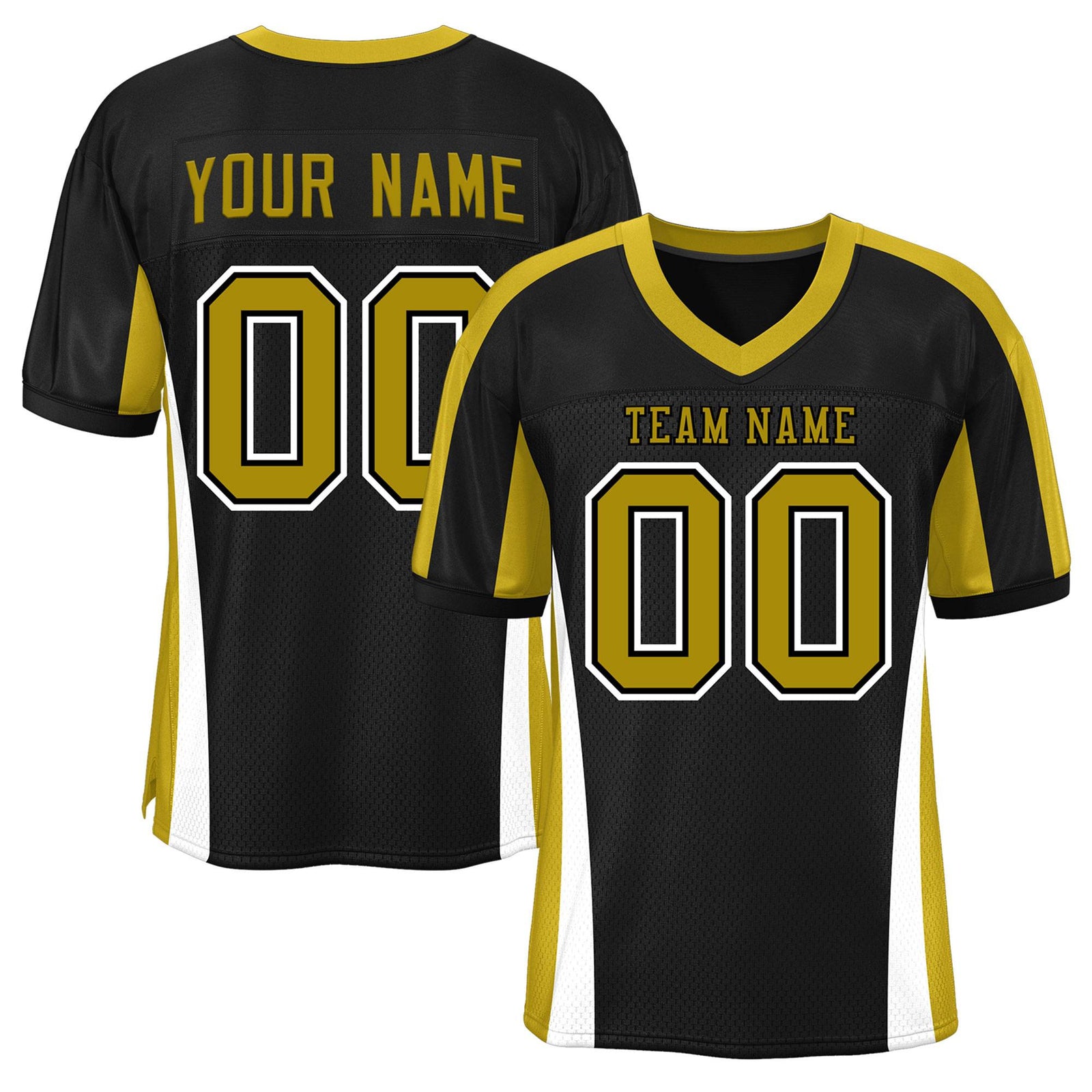 Custom Black Color Block Mesh Authentic Football Jersey