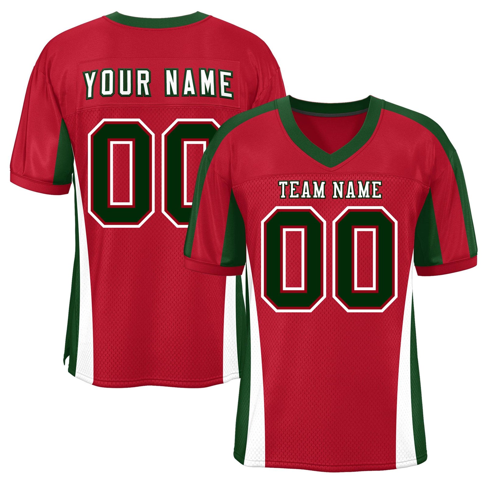 Custom Red Color Block Mesh Authentic Football Jersey