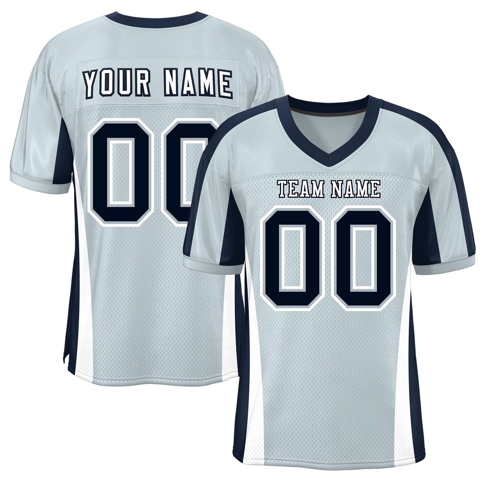 Custom Gray Color Block Mesh Authentic Football Jersey