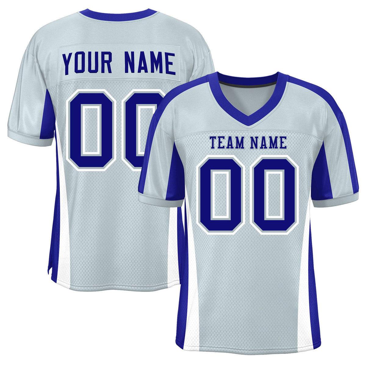 Custom Gray Color Block Mesh Authentic Football Jersey