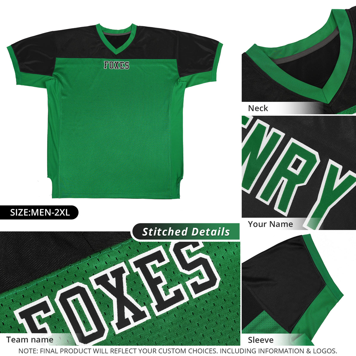 Custom Kelly Green-Black Raglan Sleeves Fashion Authentic Football Jersey