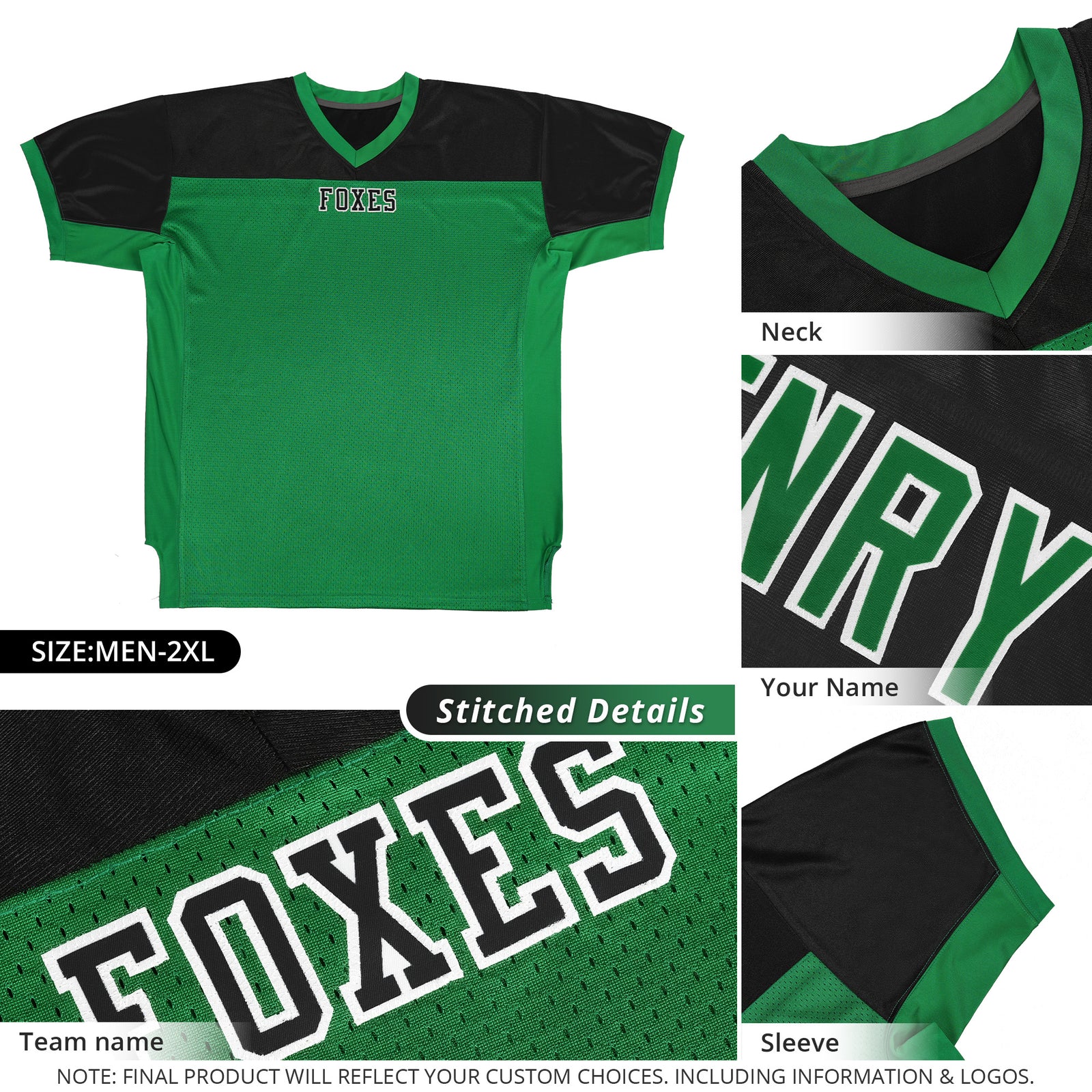 Custom Kelly Green-Black Raglan Sleeves Fashion Authentic Football Jersey