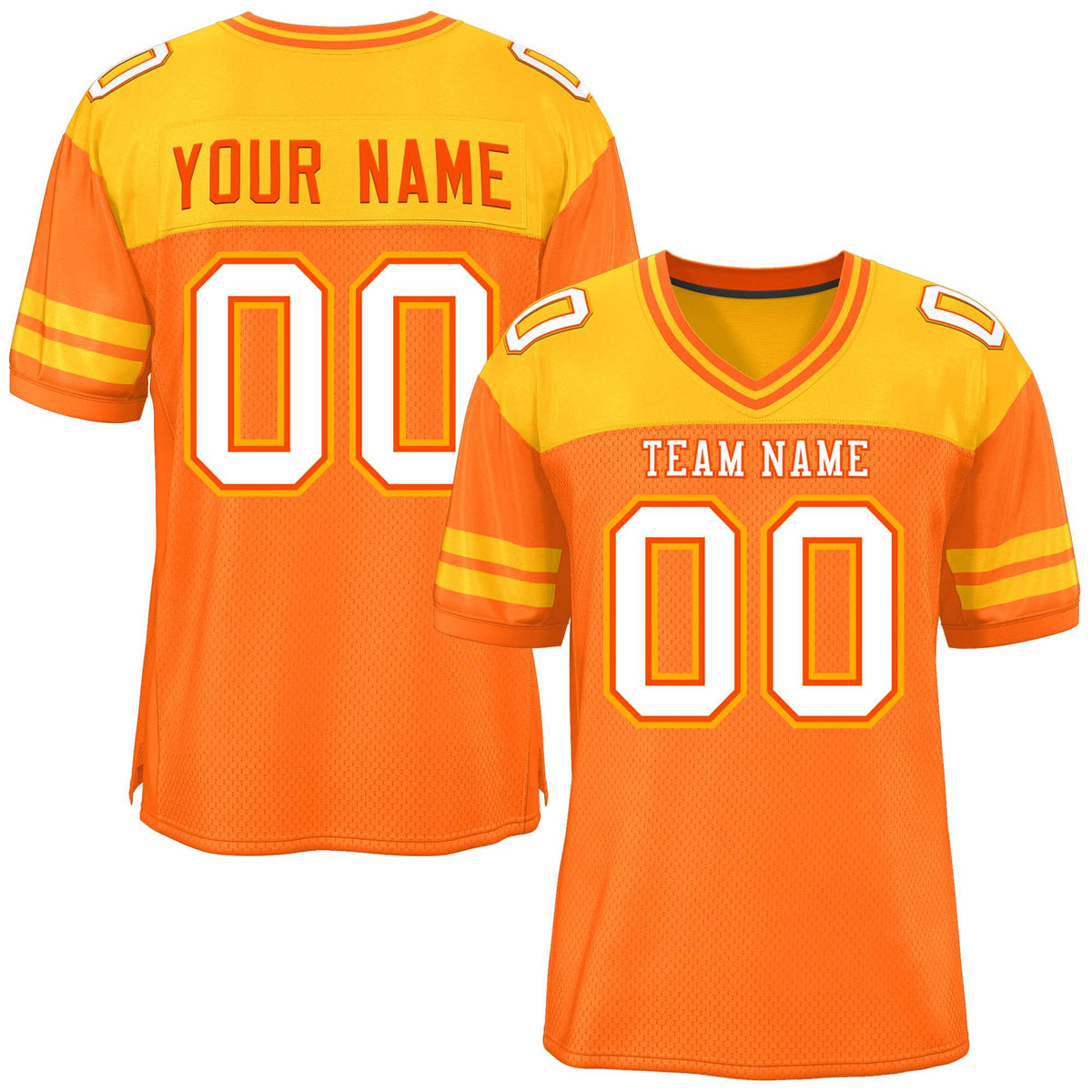 Custom Orange Yellow Personalized Color Block Authentic Football Jersey