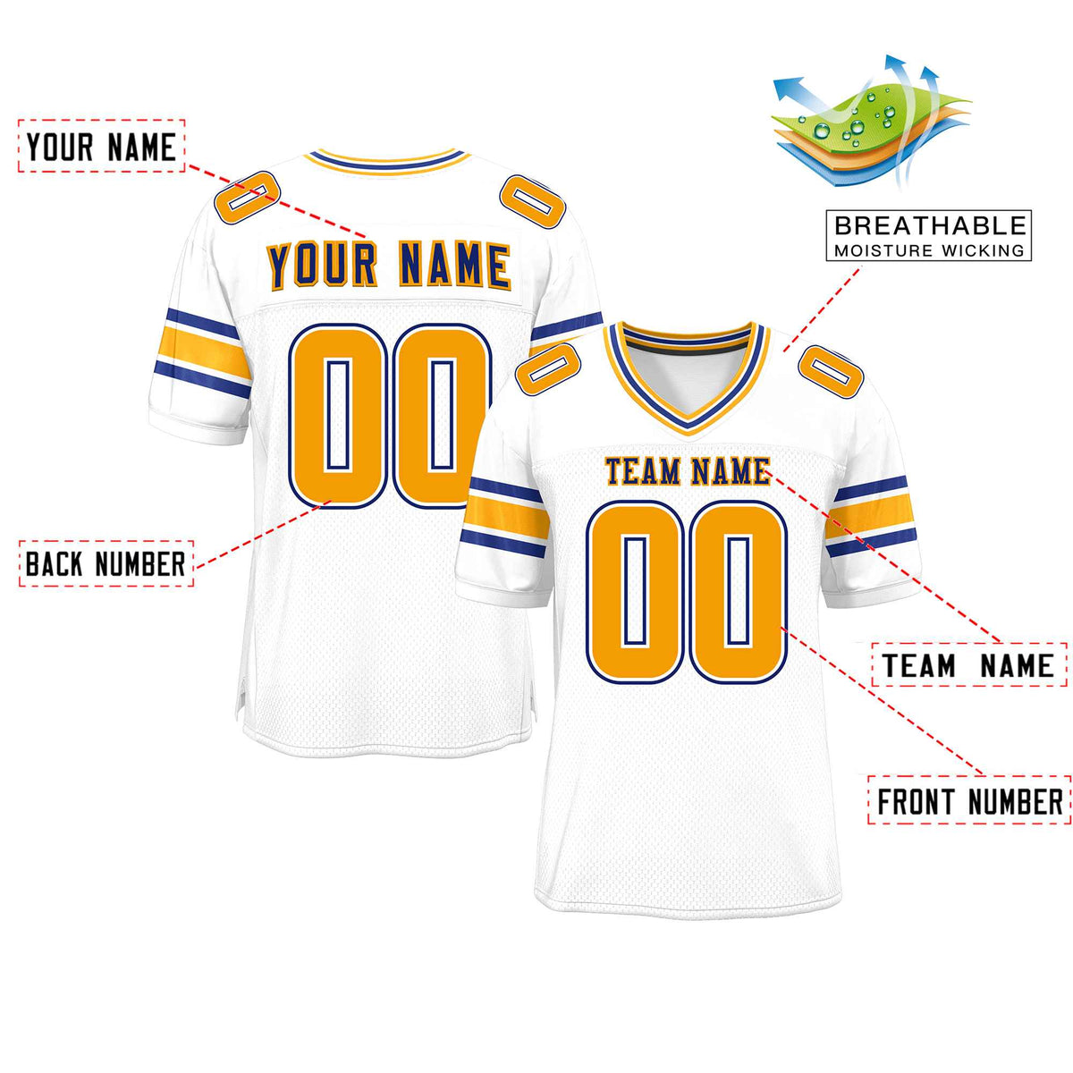 Custom White Personalized Classic Authentic Football Jersey