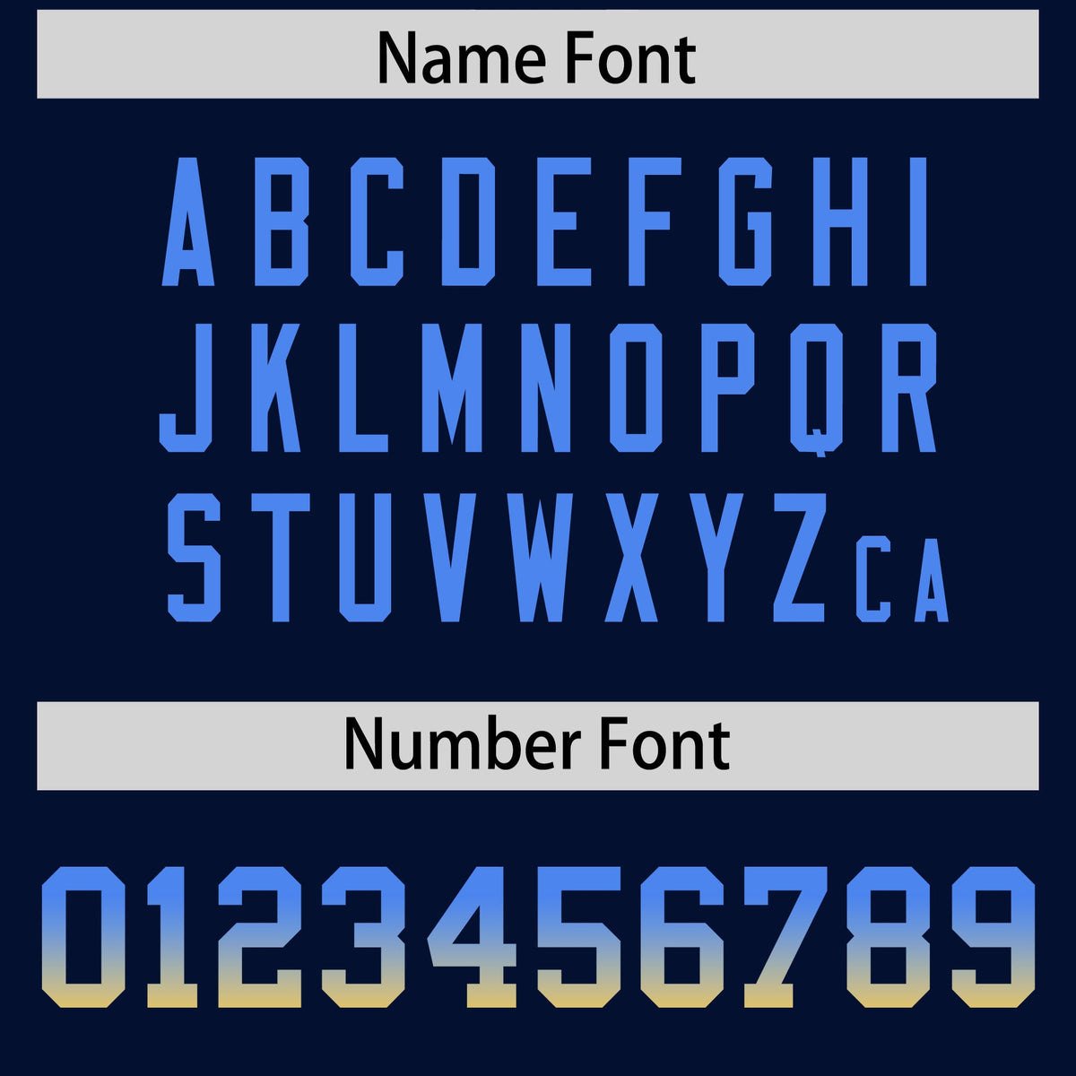 Custom Navy Powder Blue and Gold Sides Gradient Fashion Personalized Team Football Jersey