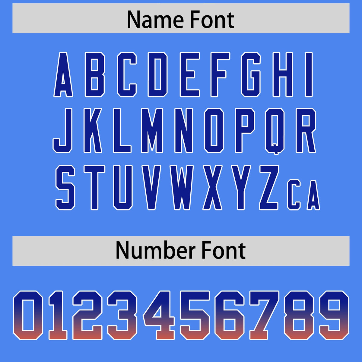 Custom Powder Blue Royal and Orange Sides Gradient Fashion Personalized Team Football Jersey