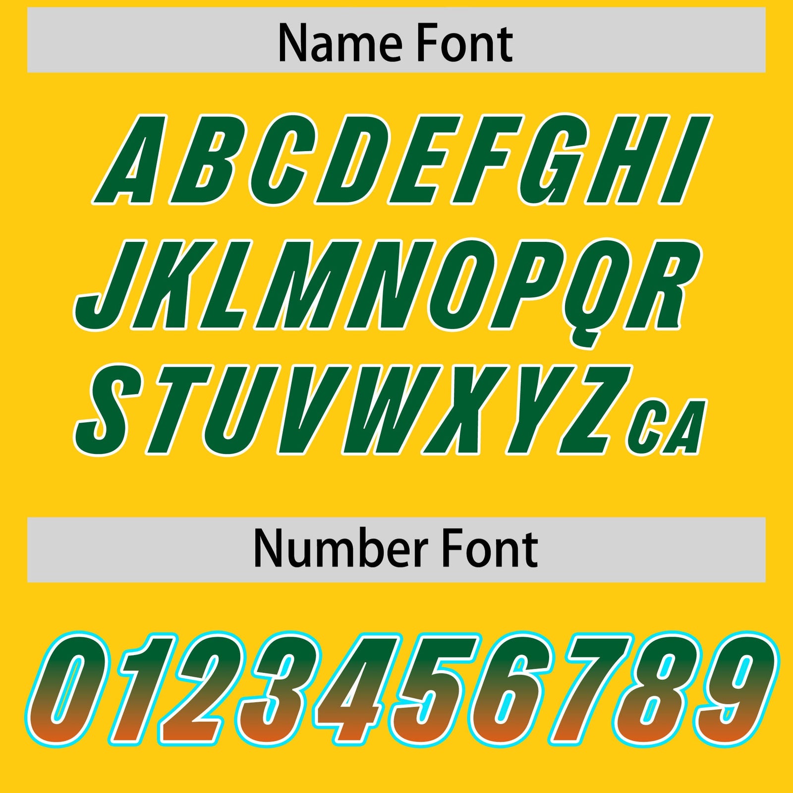 Custom Gold Kelly Green and Orange Sides Gradient Fashion Personalized Team Football Jersey