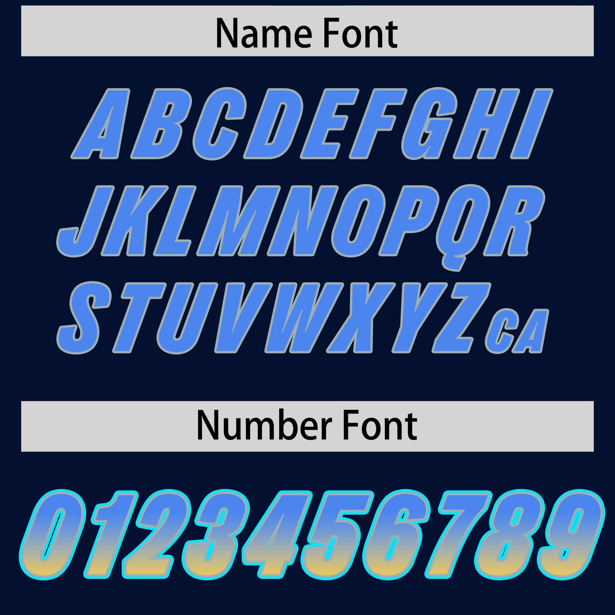 Custom Navy Powder Blue and Gold Sides Gradient Fashion Personalized Team Football Jersey