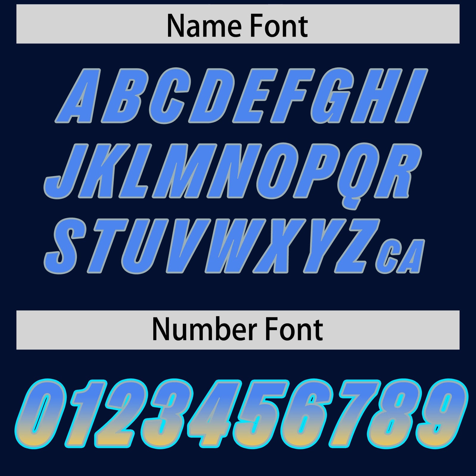 Custom Navy Powder Blue and Gold Sides Gradient Fashion Personalized Team Football Jersey