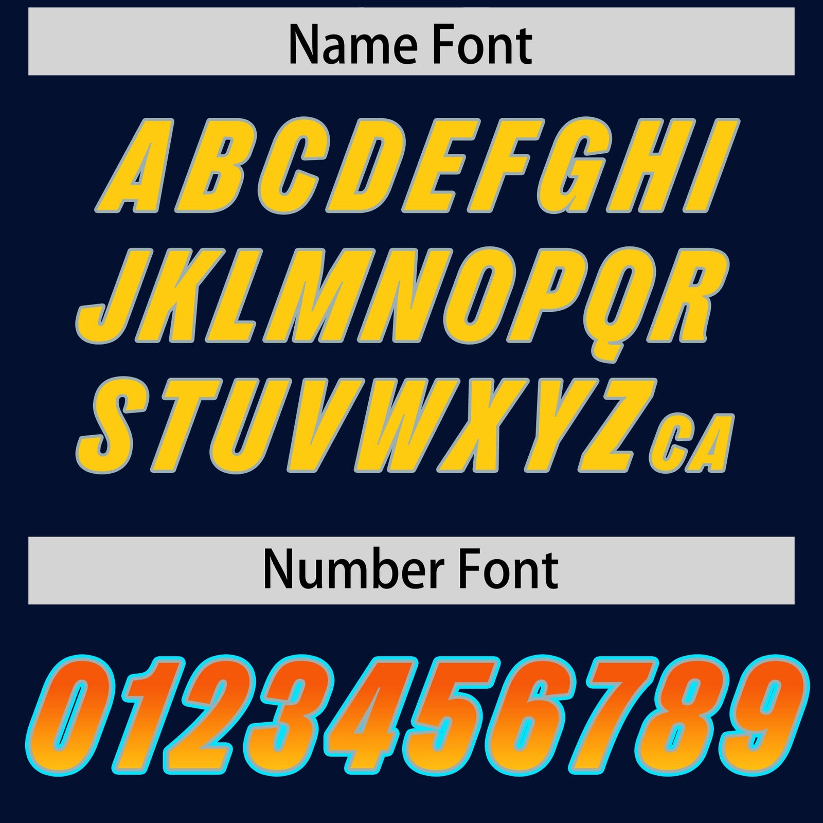 Custom Navy Orange and Gold Sides Gradient Fashion Personalized Team Football Jersey