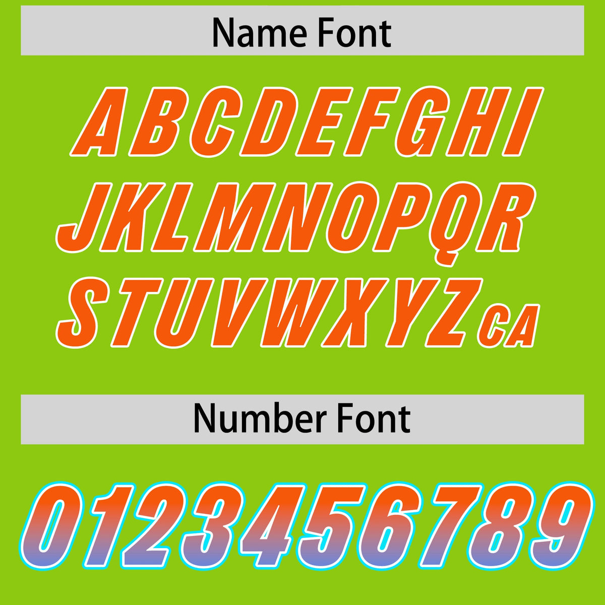 Custom Neon Green Orange and Powder Blue Sides Gradient Fashion Personalized Team Football Jersey