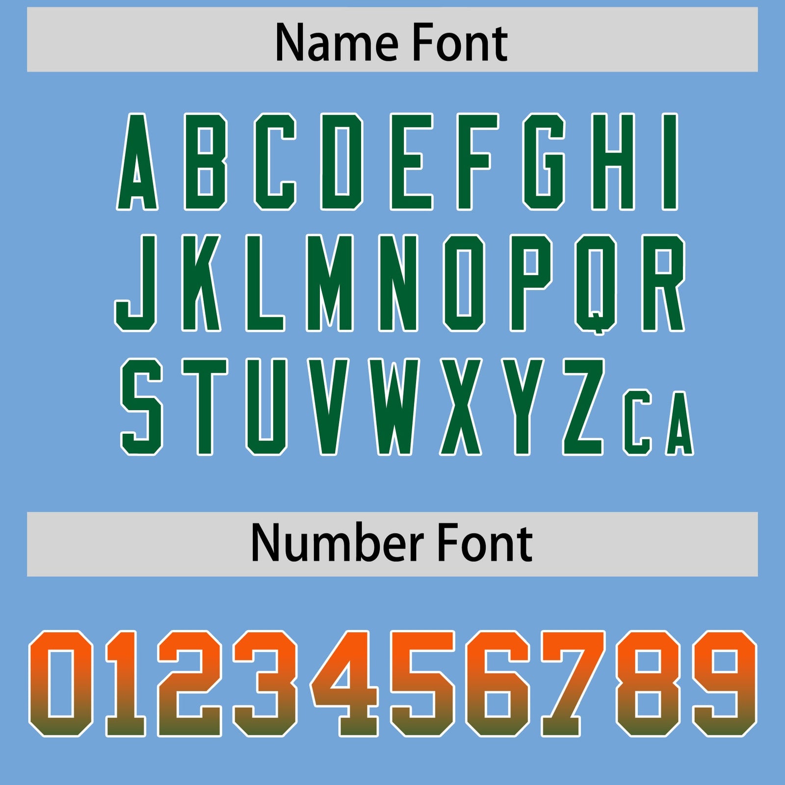 Custom Powder Blue Orange and Kelly Green Sides Gradient Fashion Personalized Team Football Jersey