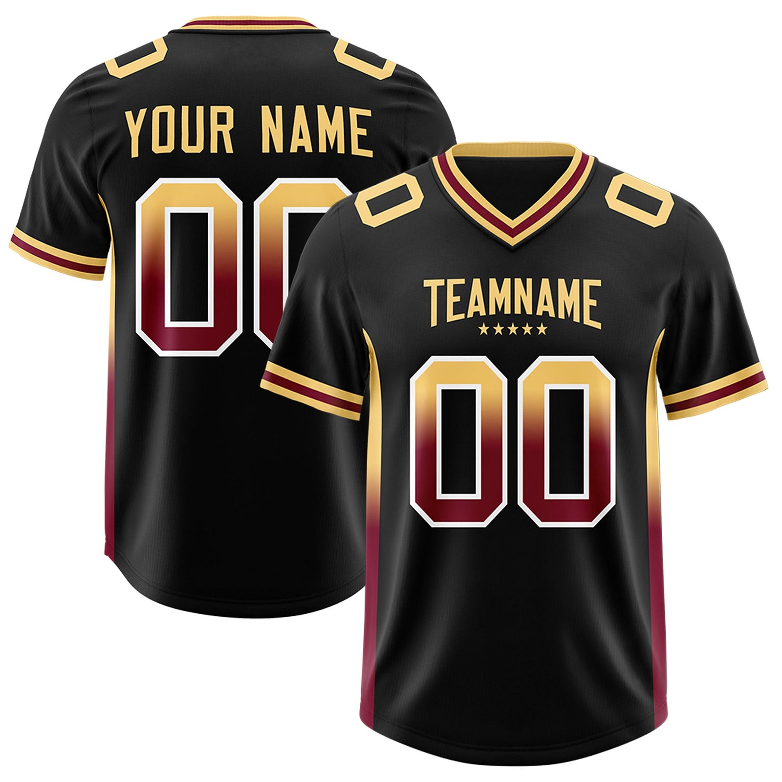 Custom Black Khaki and Cardinal Sides Gradient Fashion Personalized Team Football Jersey