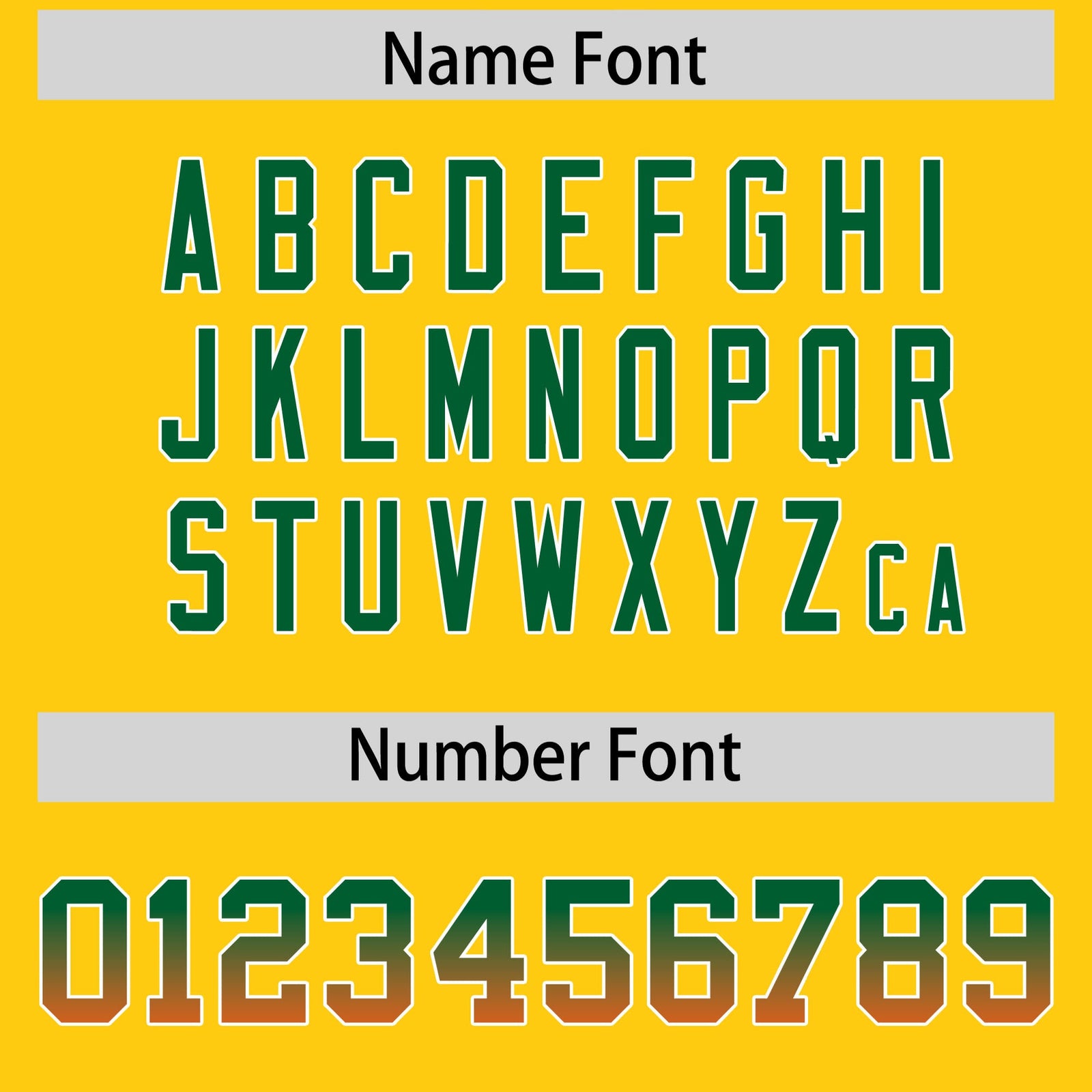 Custom Gold Kelly Green and Orange Sides Gradient Fashion Personalized Team Football Jersey