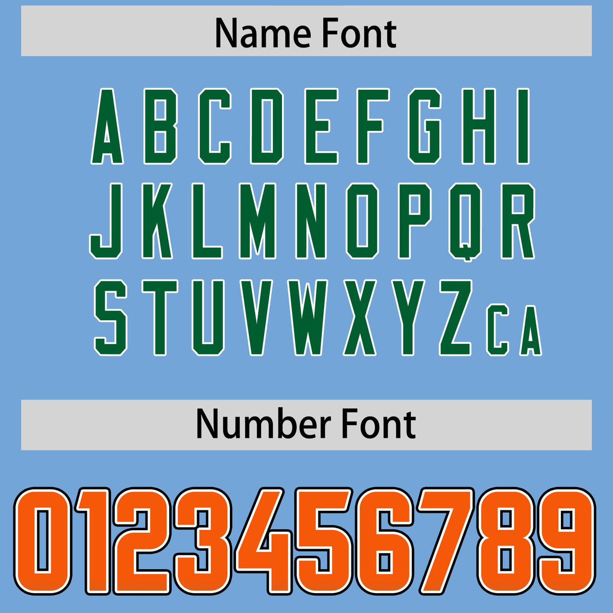 Custom Powder Blue Orange and Kelly Green Sides Gradient Fashion Personalized Team Football Jersey