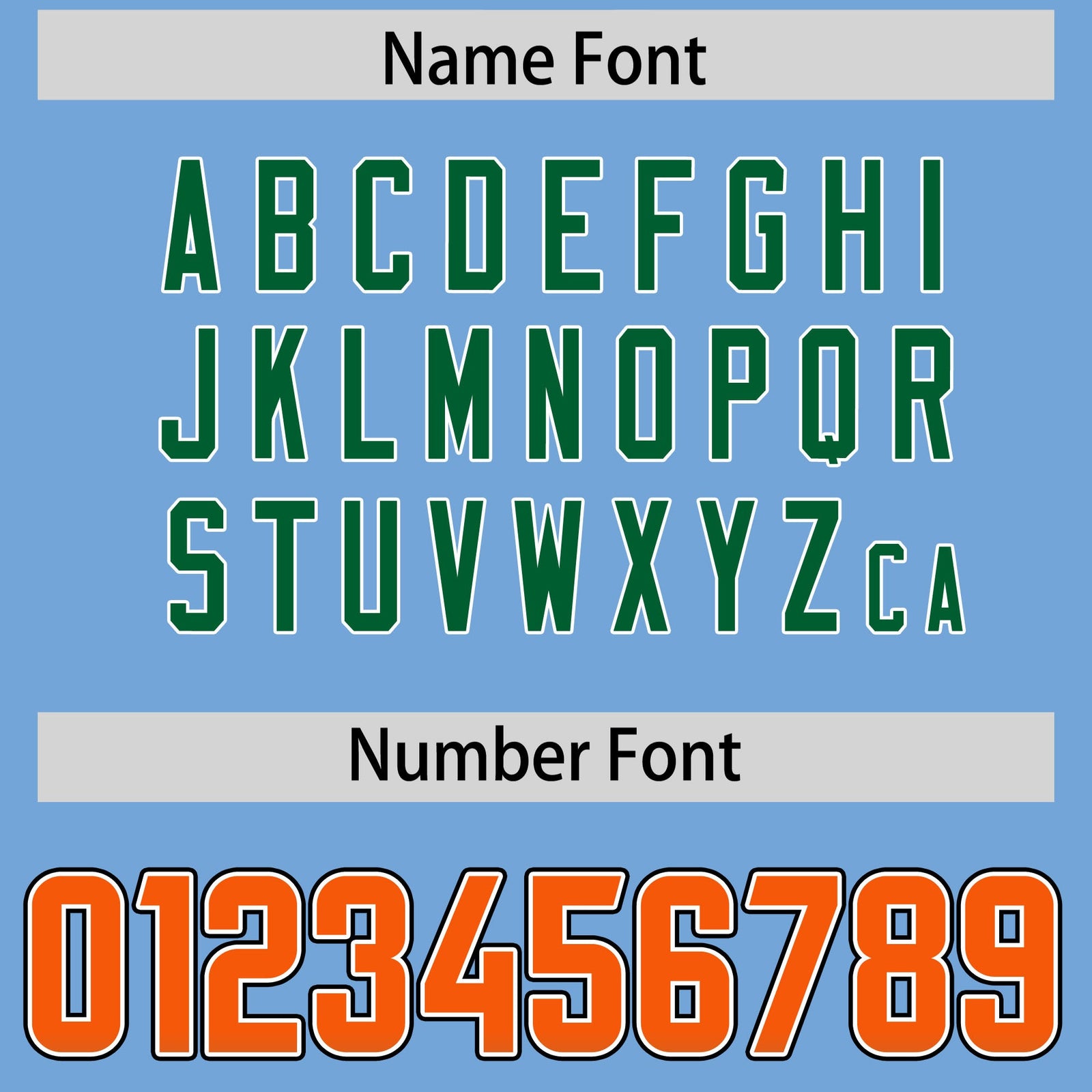 Custom Powder Blue Orange and Kelly Green Sides Gradient Fashion Personalized Team Football Jersey