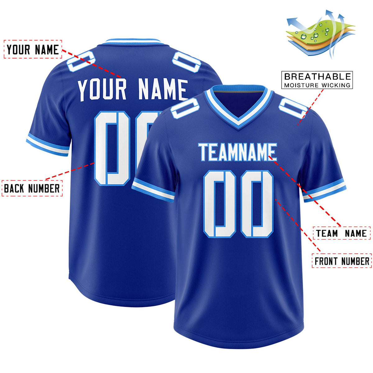 Custom Royal Classic Style American Football Jerseys