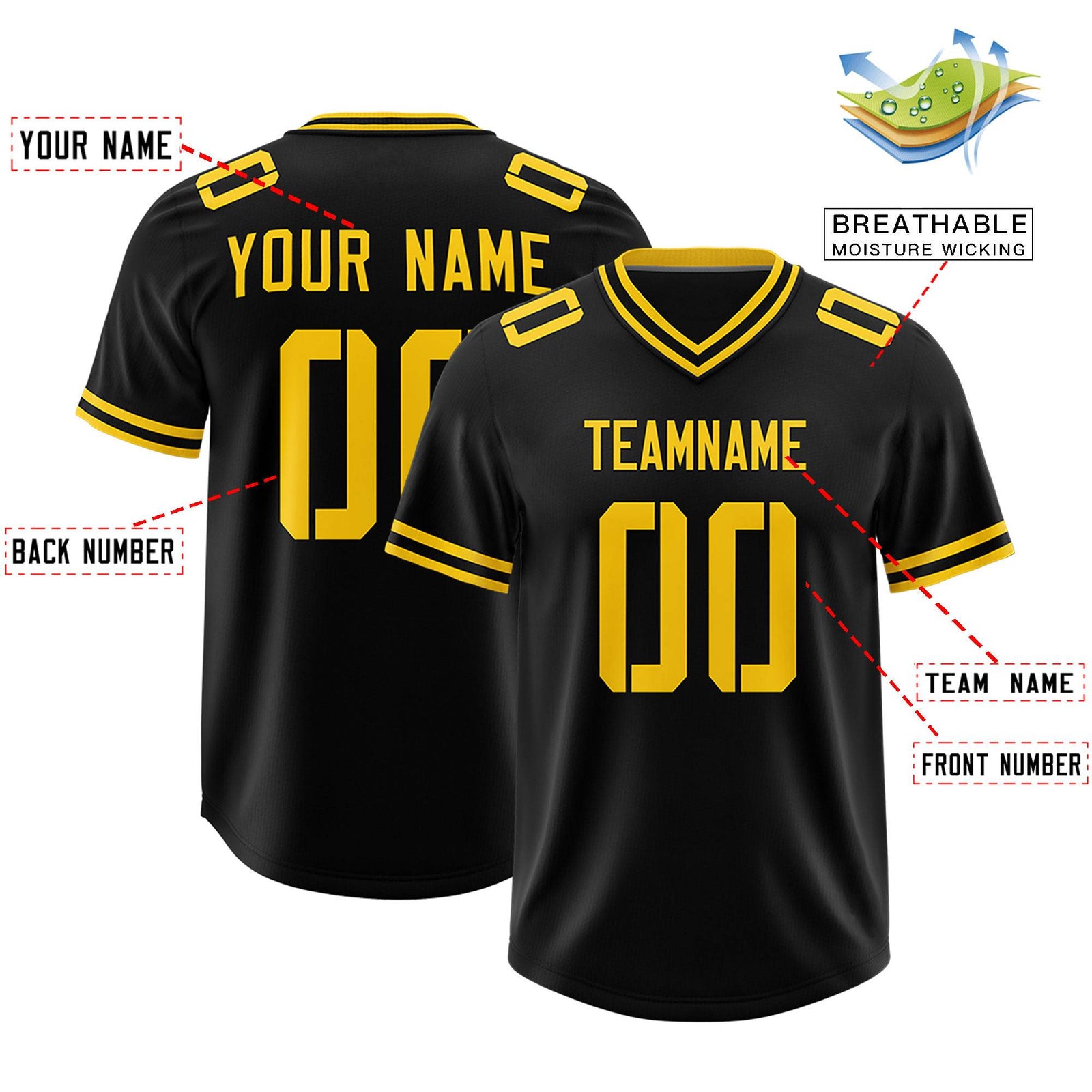 Custom Black Classic Style American Football Jerseys