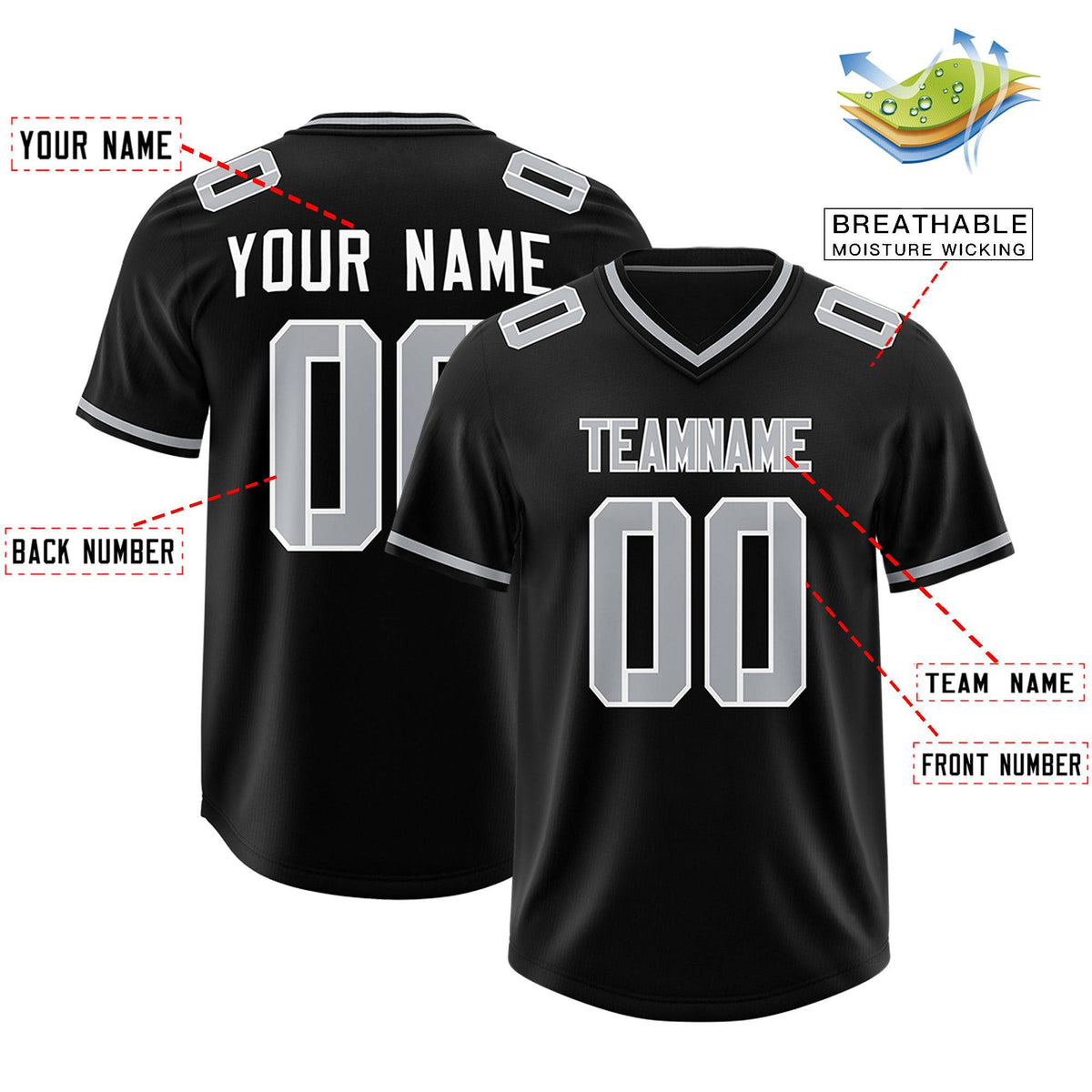 Custom Black Classic Style American Football Jerseys