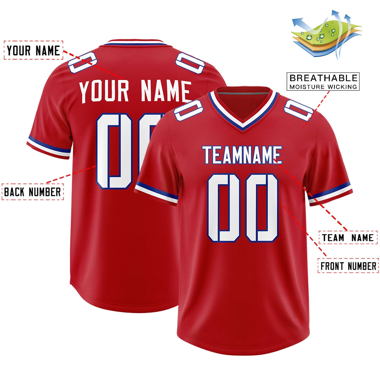 Custom Red Classic Style American Football Jerseys
