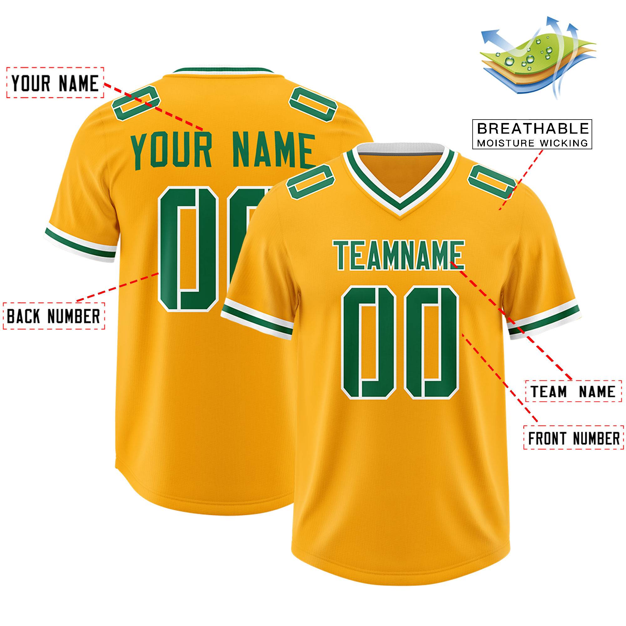 Custom Yellow Classic Style American Football Jerseys