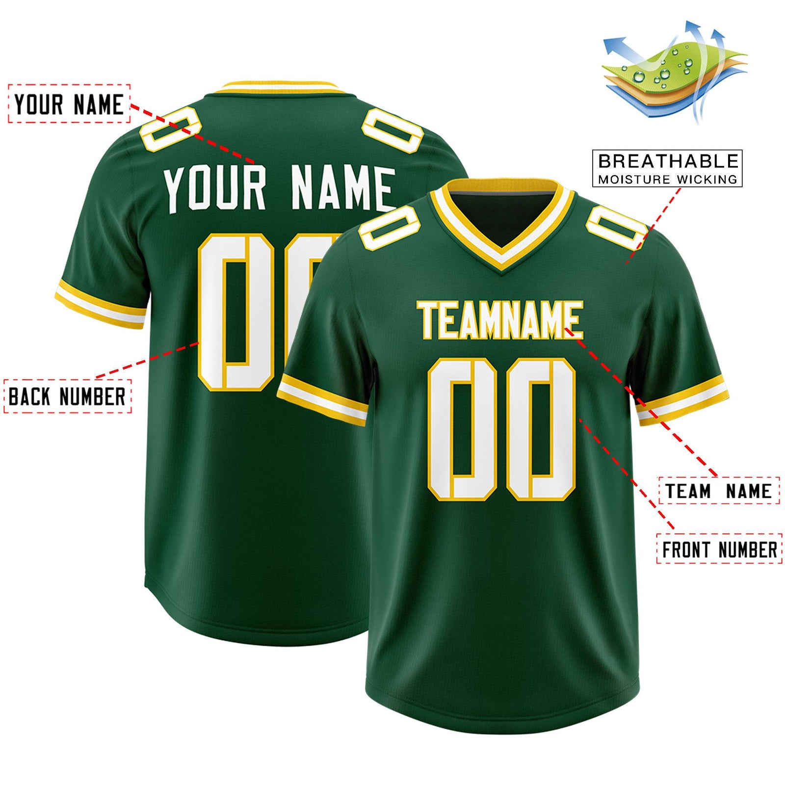 Custom Green Classic Style American Football Jerseys