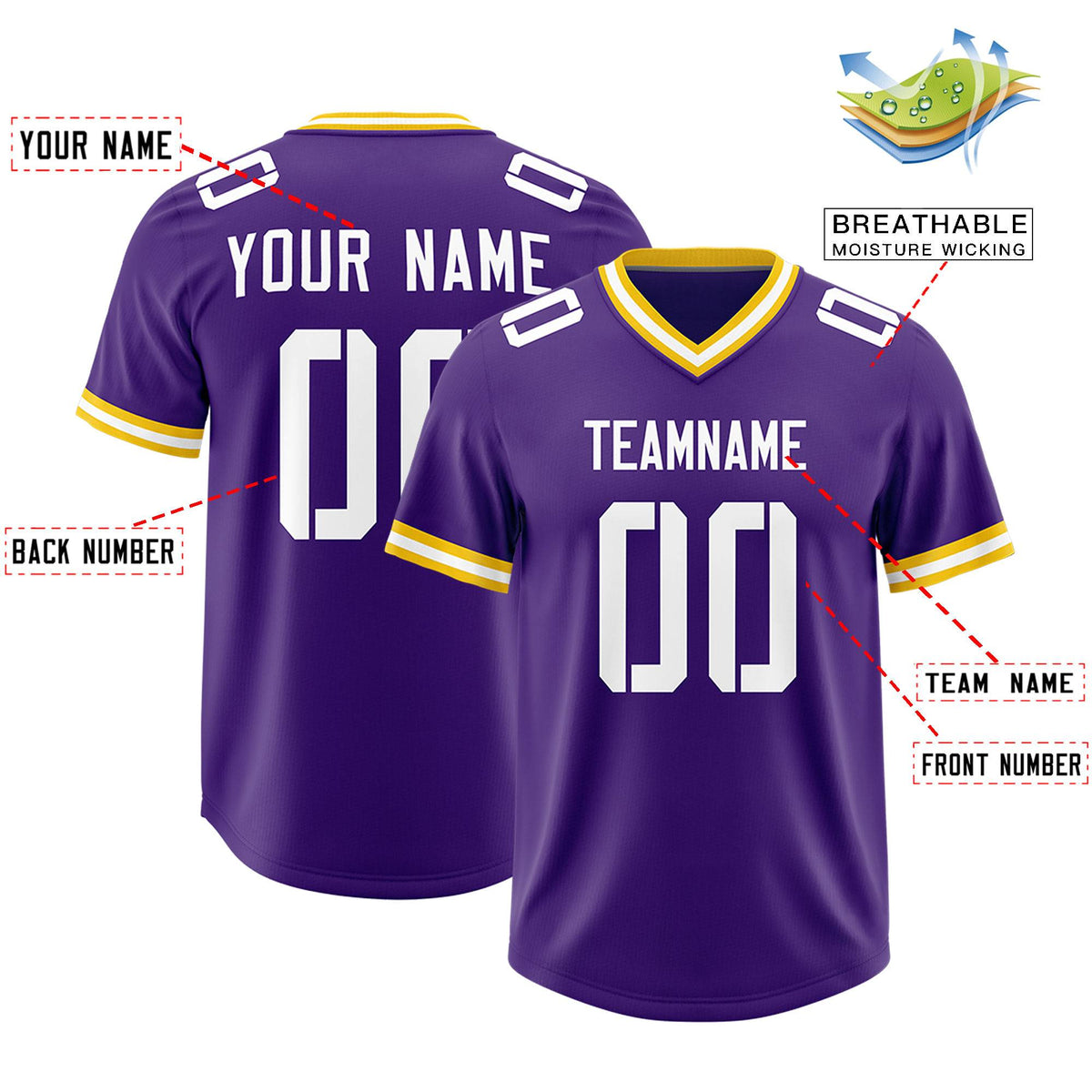 Custom Purple Classic Style American Football Jerseys