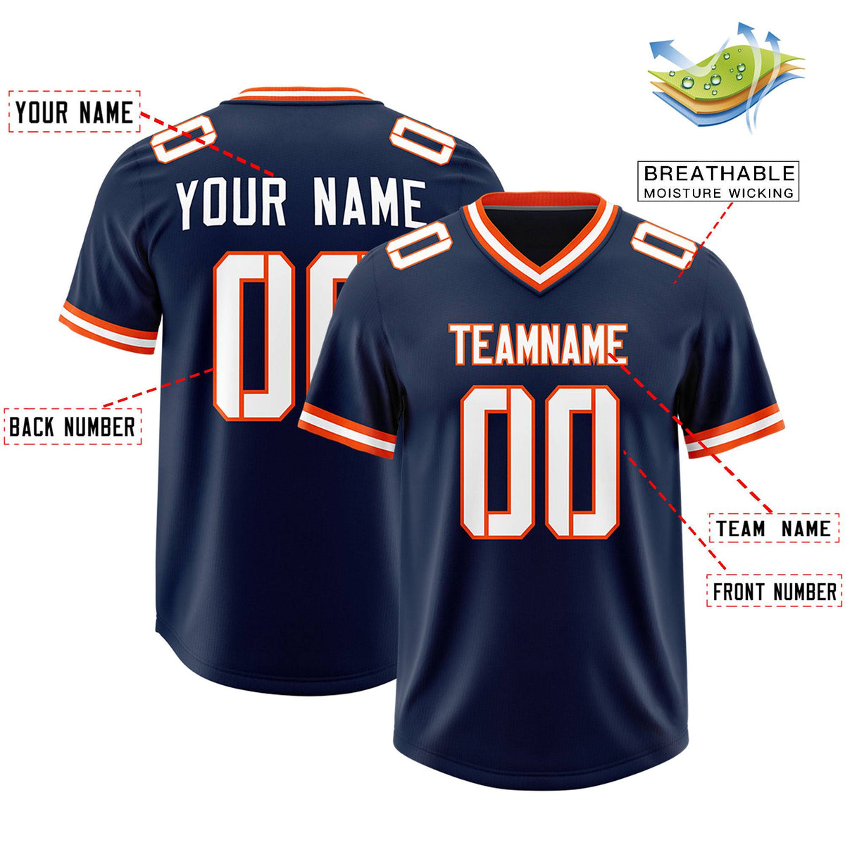 Custom Navy Classic Style American Football Jerseys