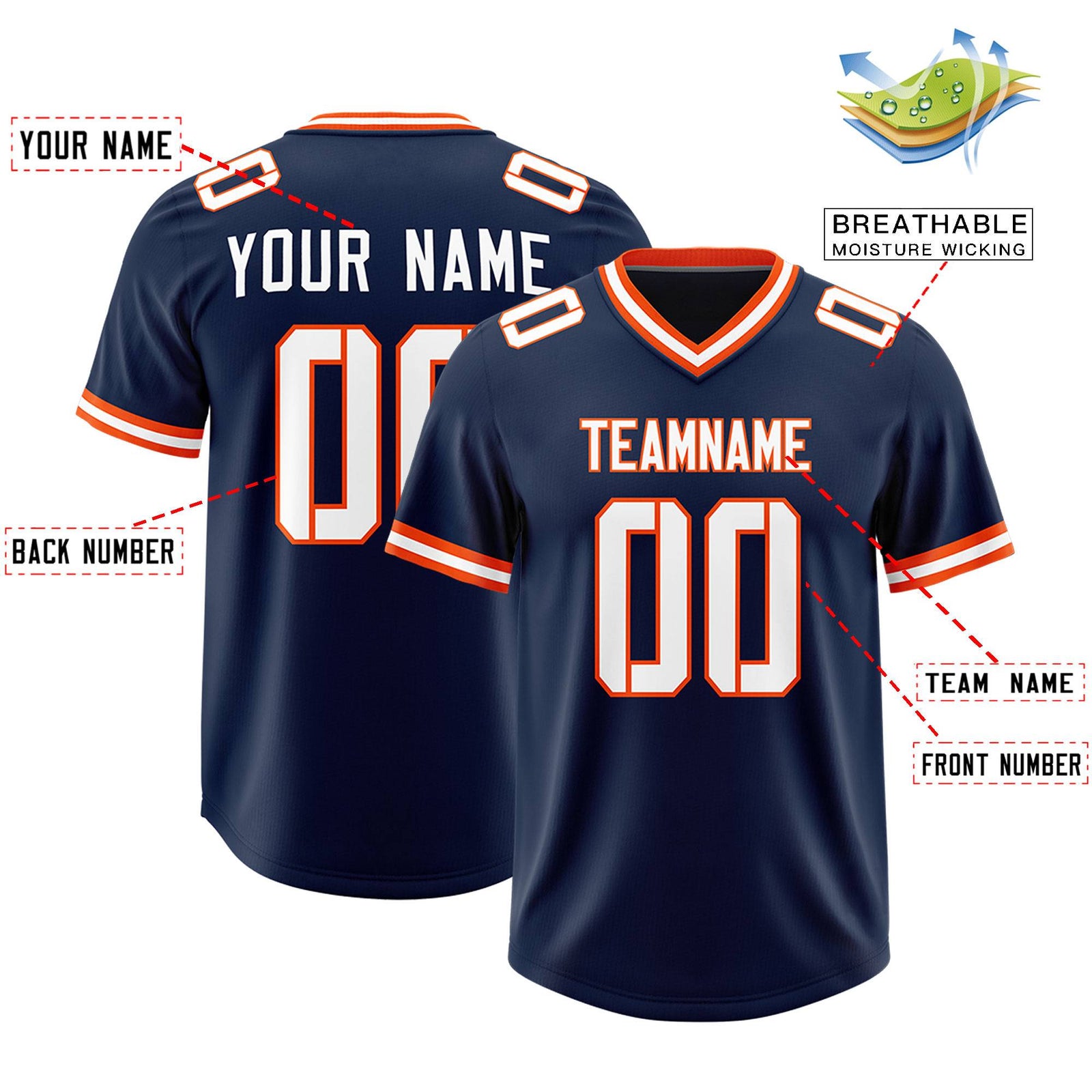 Custom Navy Classic Style American Football Jerseys