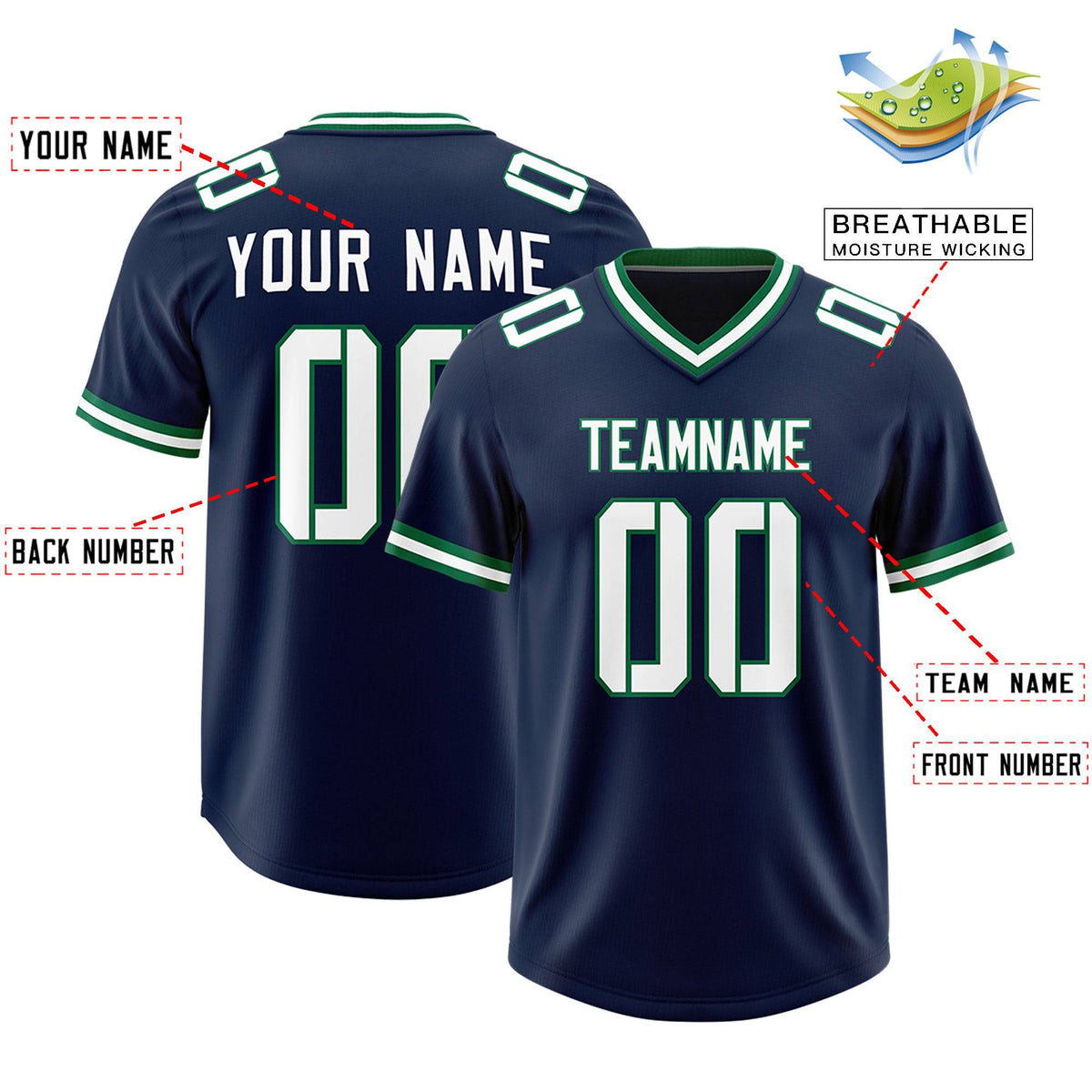 Custom Navy Classic Style American Football Jerseys