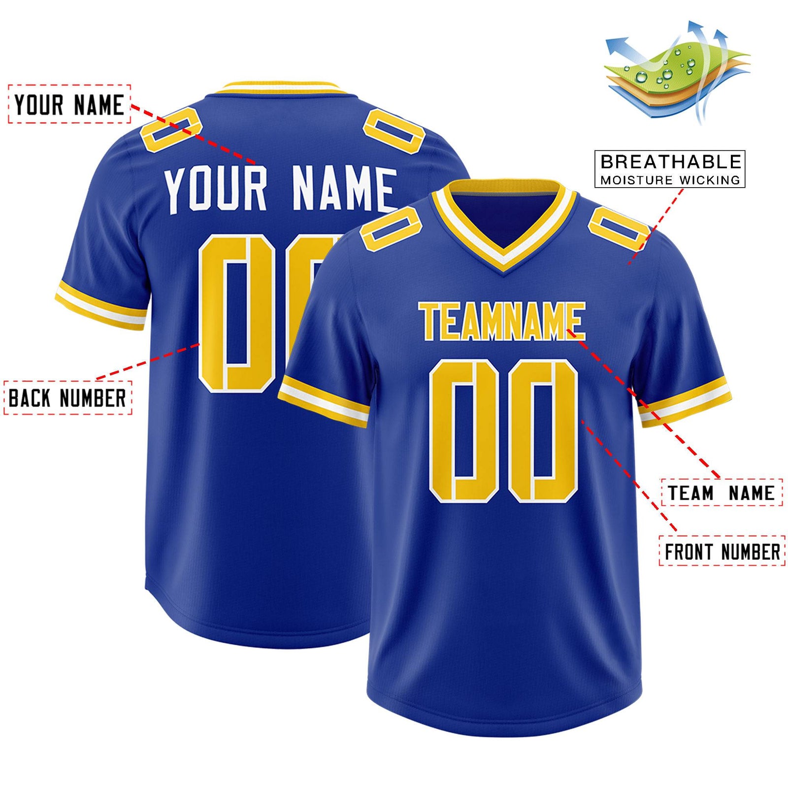 Custom Royal Classic Style American Football Jerseys