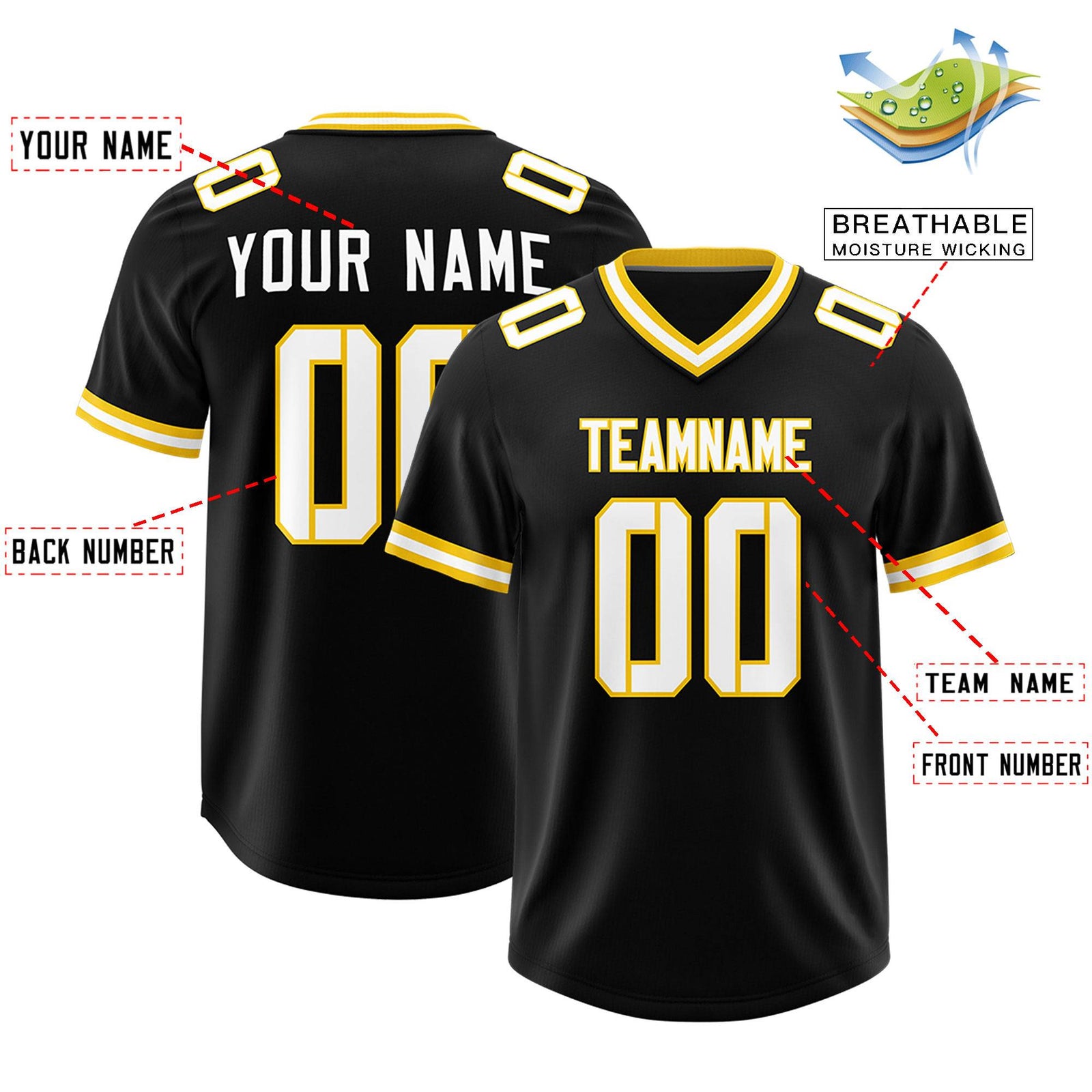 Custom Black Classic Style American Football Jerseys