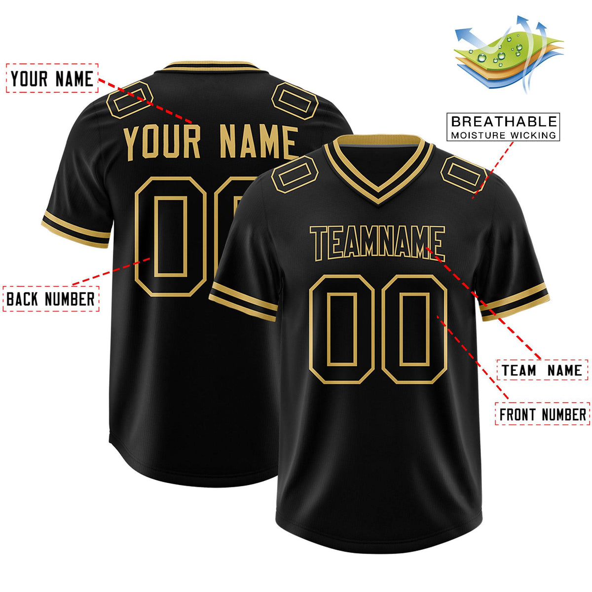 Custom Black Classic Style American Football Jerseys